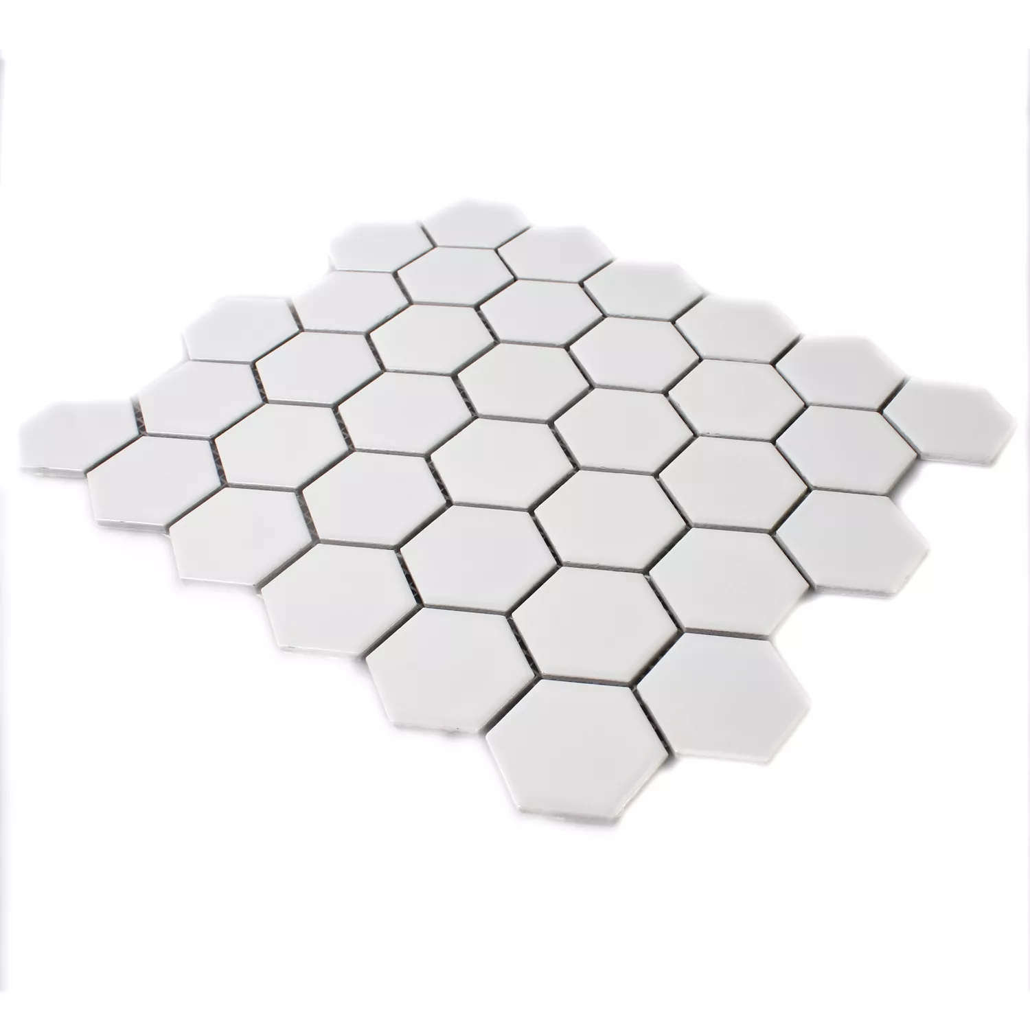 Mosaik Keramik Hexagon Vit Matt
