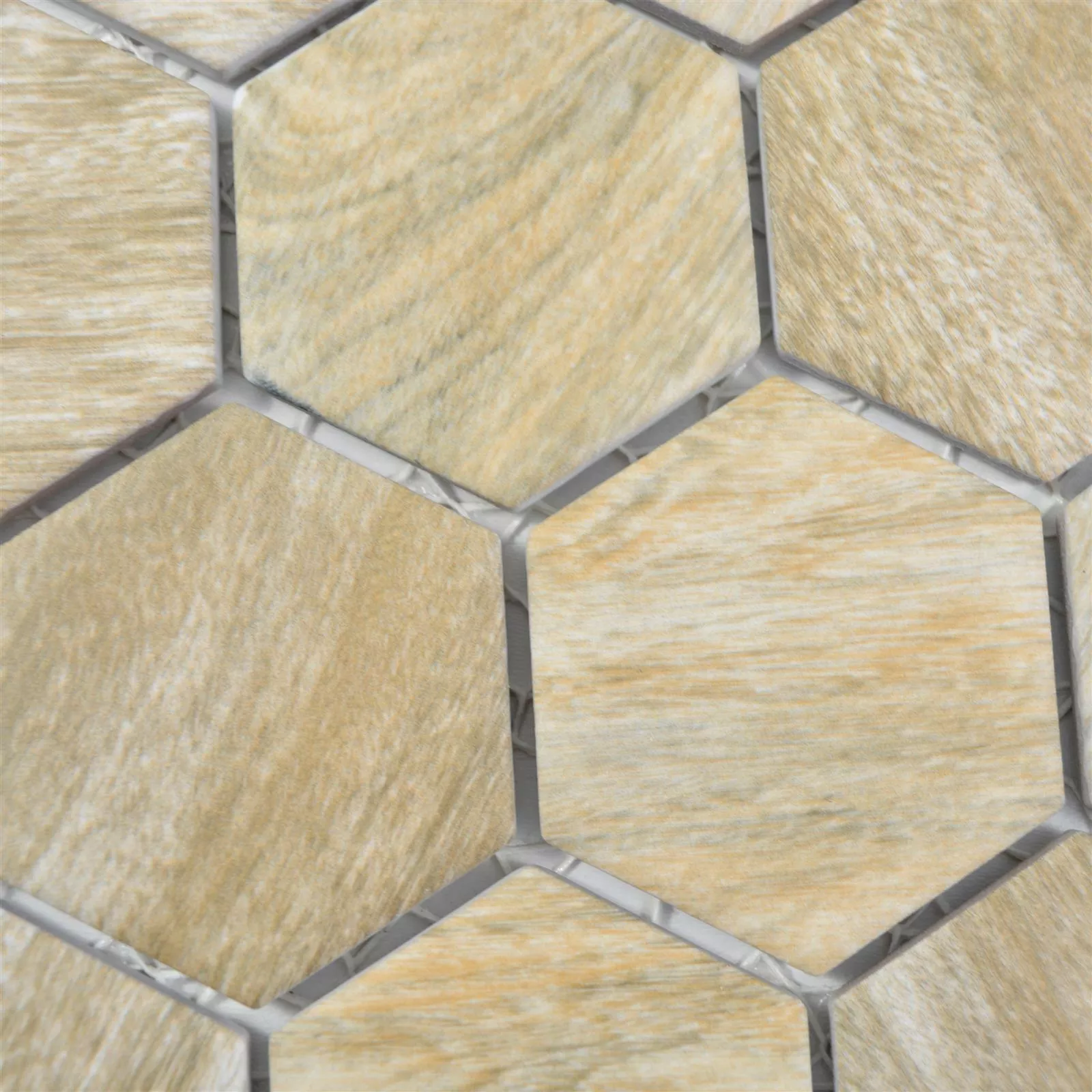 Prov Keramikmosaik Duponti Hexagon Träimitation Beige