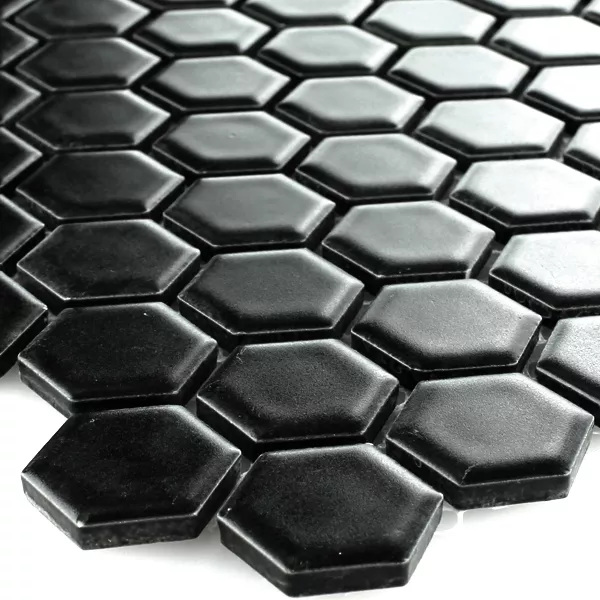 Mosaik Keramik Hexagon Svart Matt H23