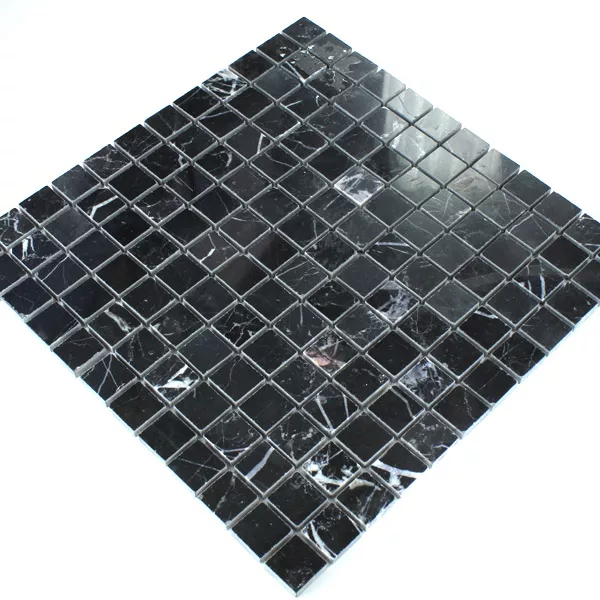 Mosaik Marmor 23x23x8mm Svart Polerad
