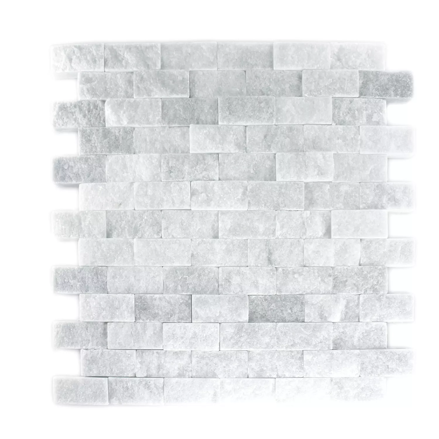 Mosaik Natursten Marmor Treviso Brick Vit 3D