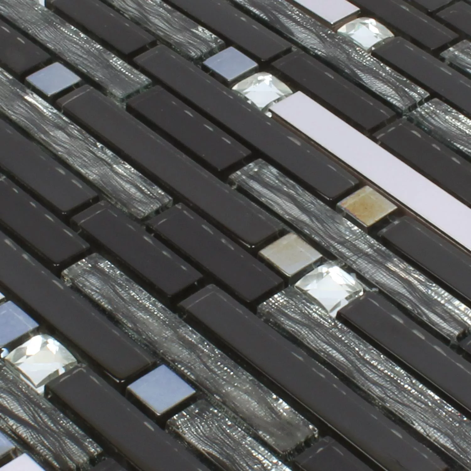 Prov Mosaik Glas Metall Latoya Silver Svart