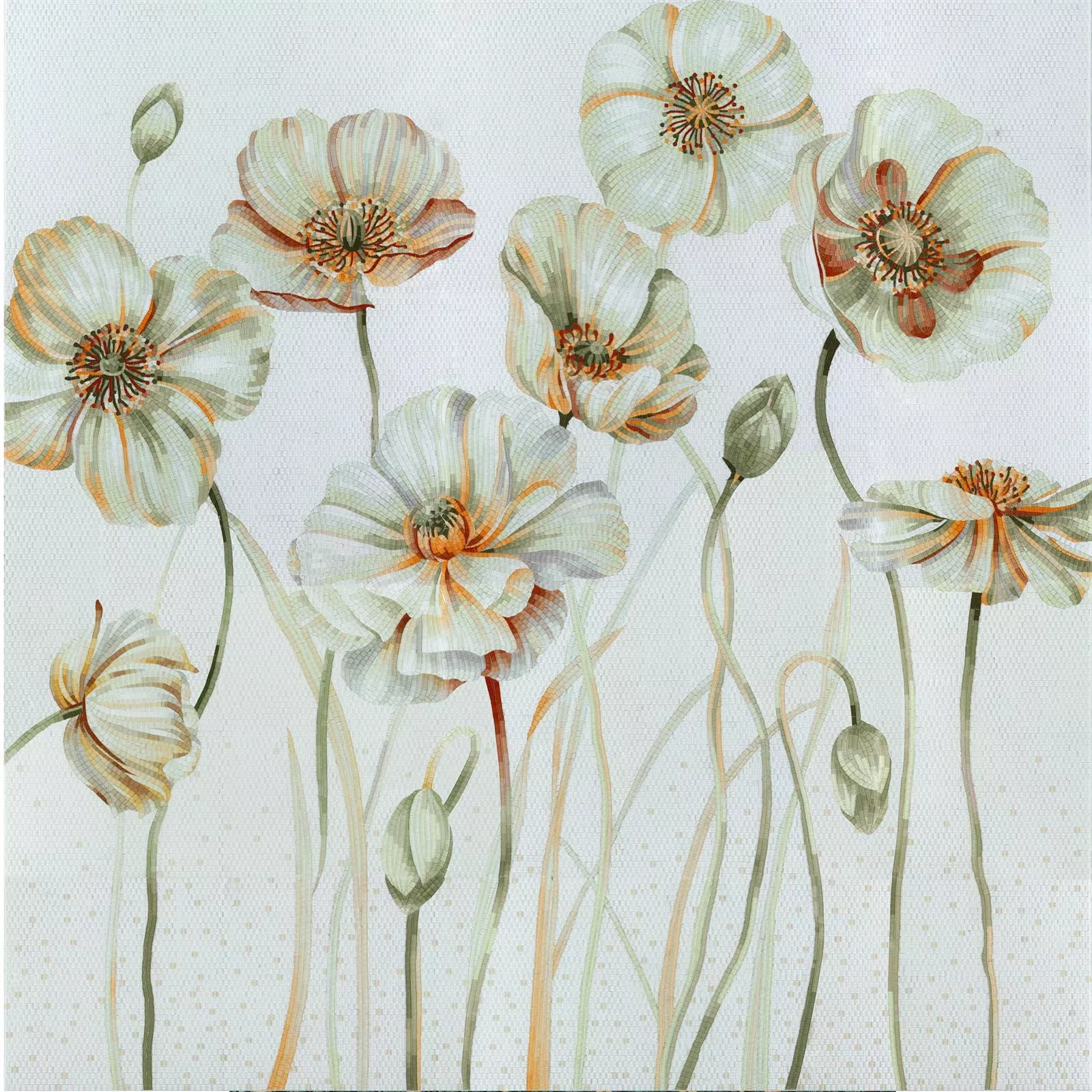 Glasmosaik Bild White Poppy 130x240cm Glasmosaik Bild White Poppy 130x240cm