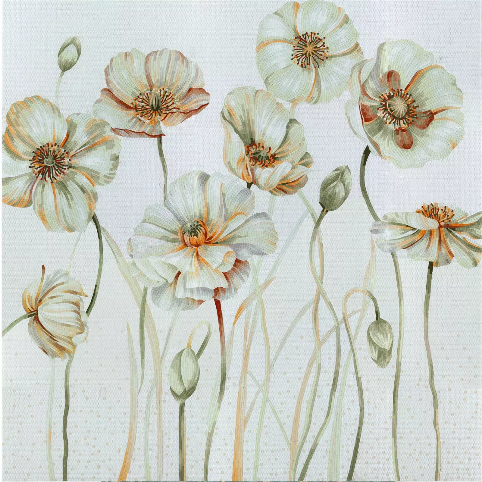 Glasmosaik Bild White Poppy 100x240cm