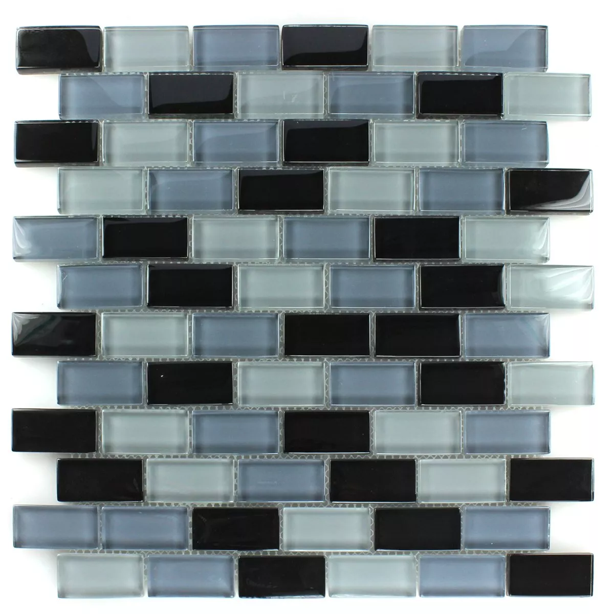 Prov Mosaik Glas Crystal Brick Svart