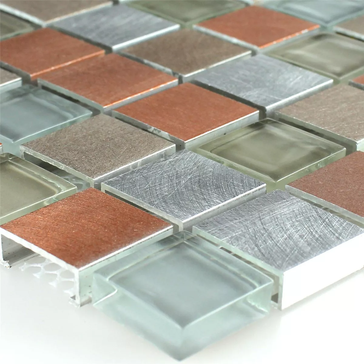 Mosaik Glas Aluminium Metall Apelsin Silver Mix