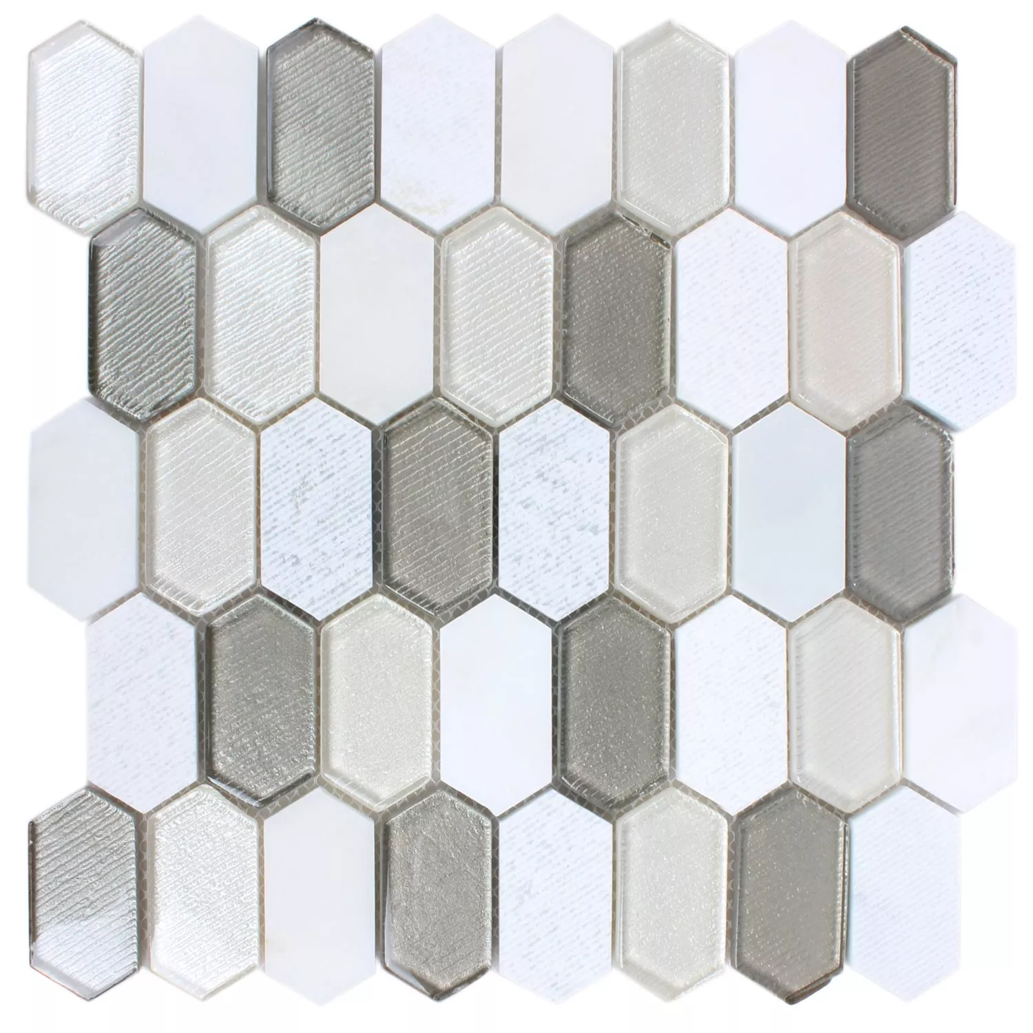 Mosaik Februata Hexagon Vit Beige Grå