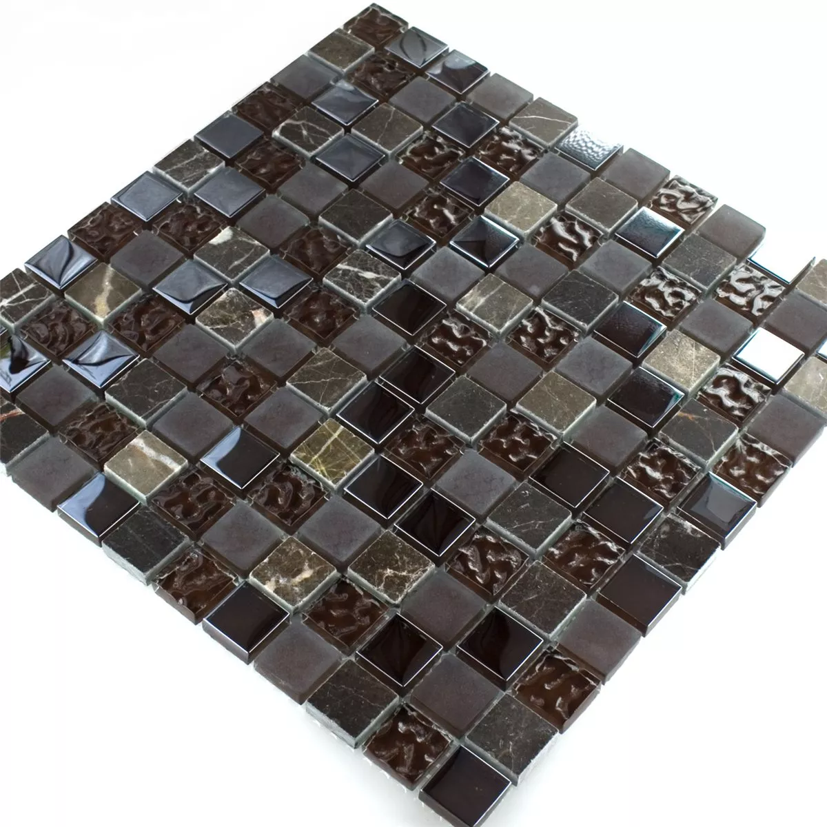 Mosaik Glas Marmor Mix Sintra Brun 23x23x8mm
