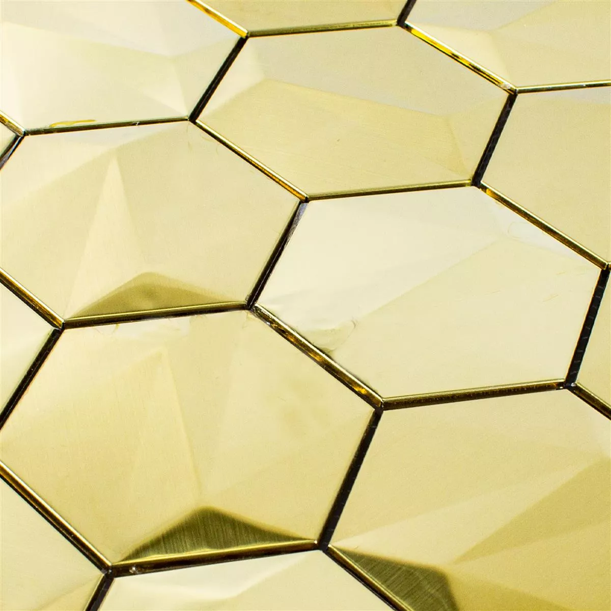 Rostfritt Stål Mosaik Durango Hexagon 3D Guld