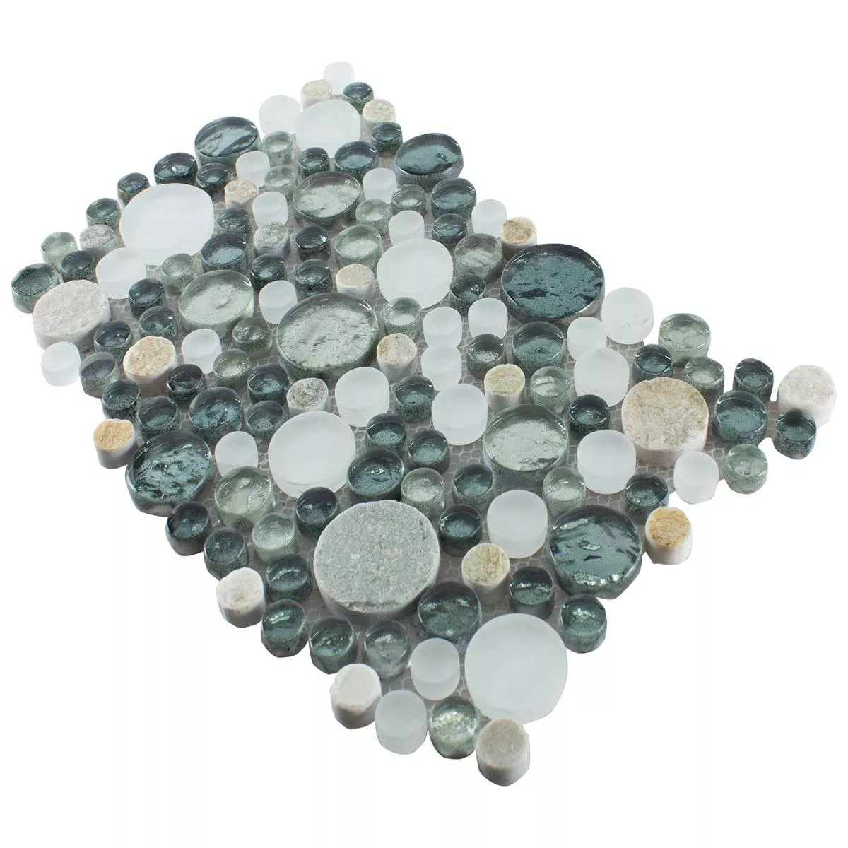 Glas Natursten Mosaik Stonewater Grå Blå Mix