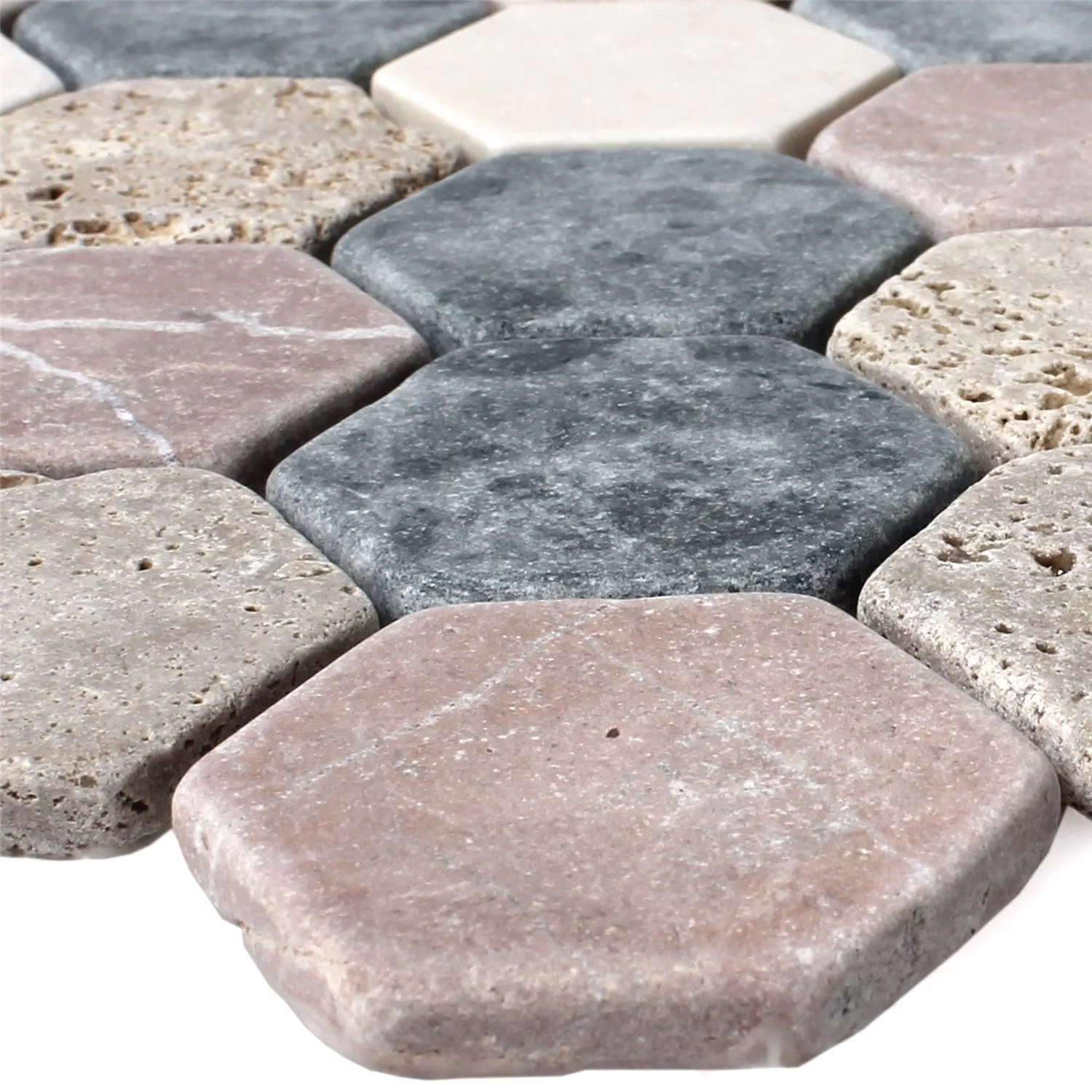 Mosaik Marmor Tarsus Hexagon Färgrik Mosaik Marmor Tarsus Hexagon Färgrik