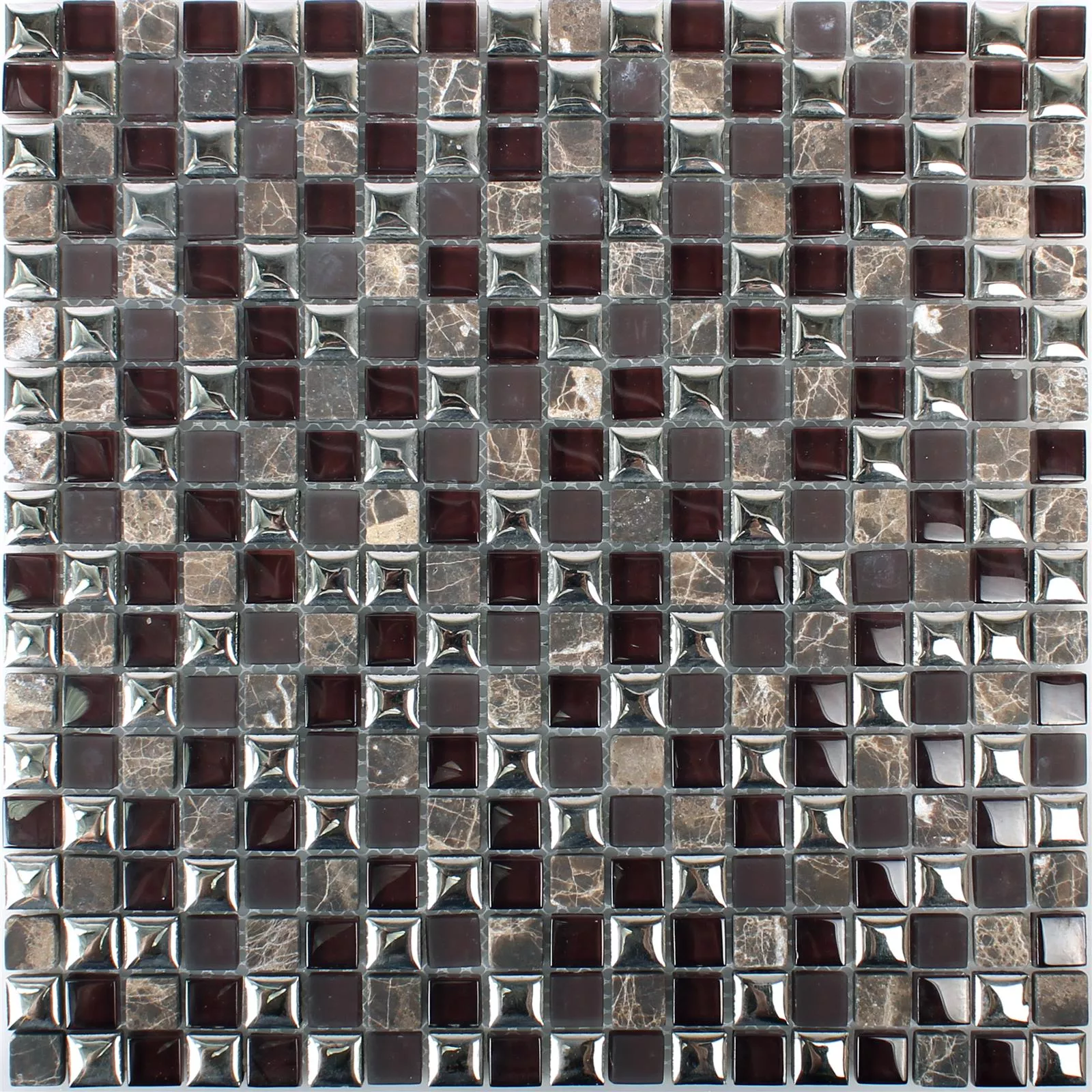 Prov Mosaik Glas Marmor Keramik Brun Silver