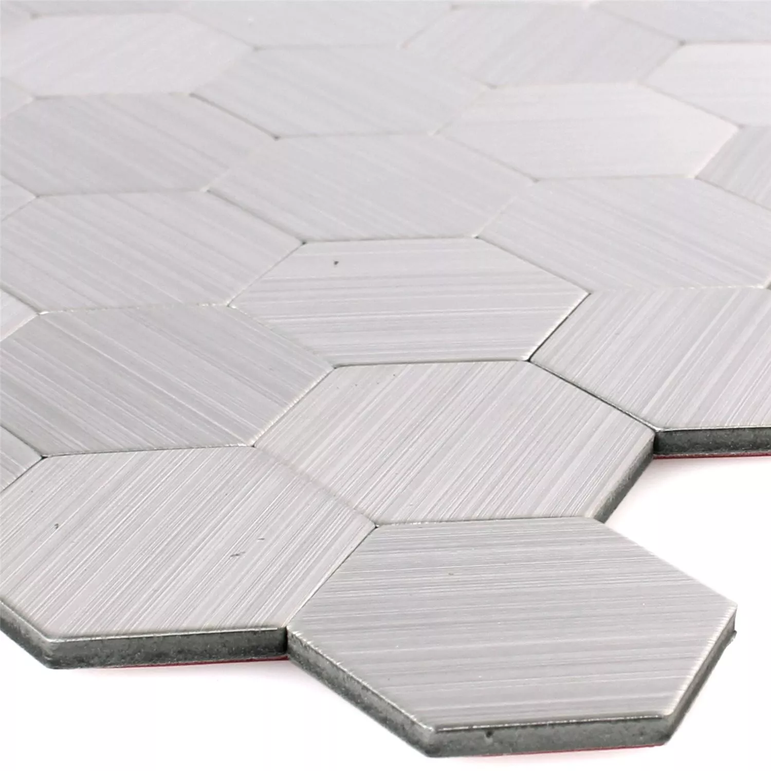 Mosaik Metall Självhäftand Mikros Silver Hexagon