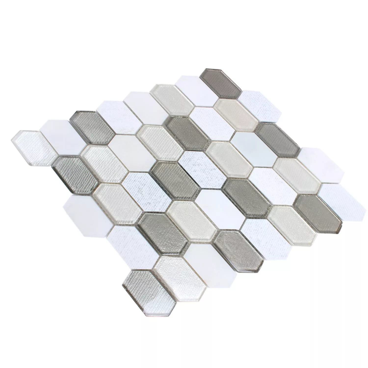 Mosaik Februata Hexagon Vit Beige Grå