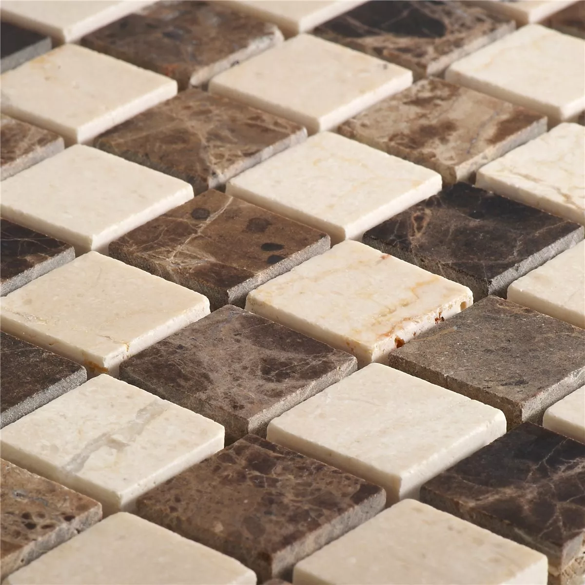 Prov Mosaik Marmor Natursten Plattor Beige Brun Mix