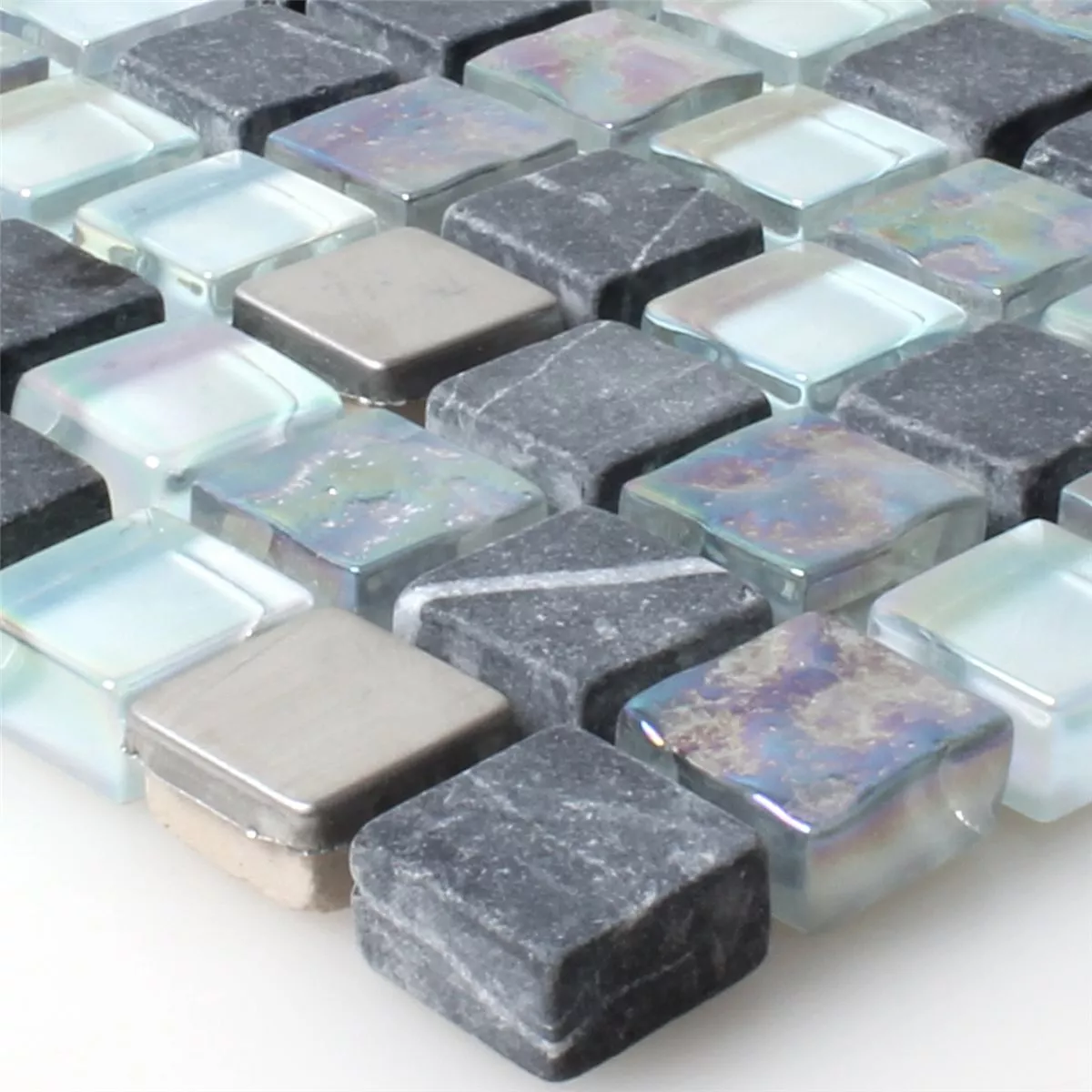 Glas Marmor Pärlemor Effekt Mosaik Grå Mix