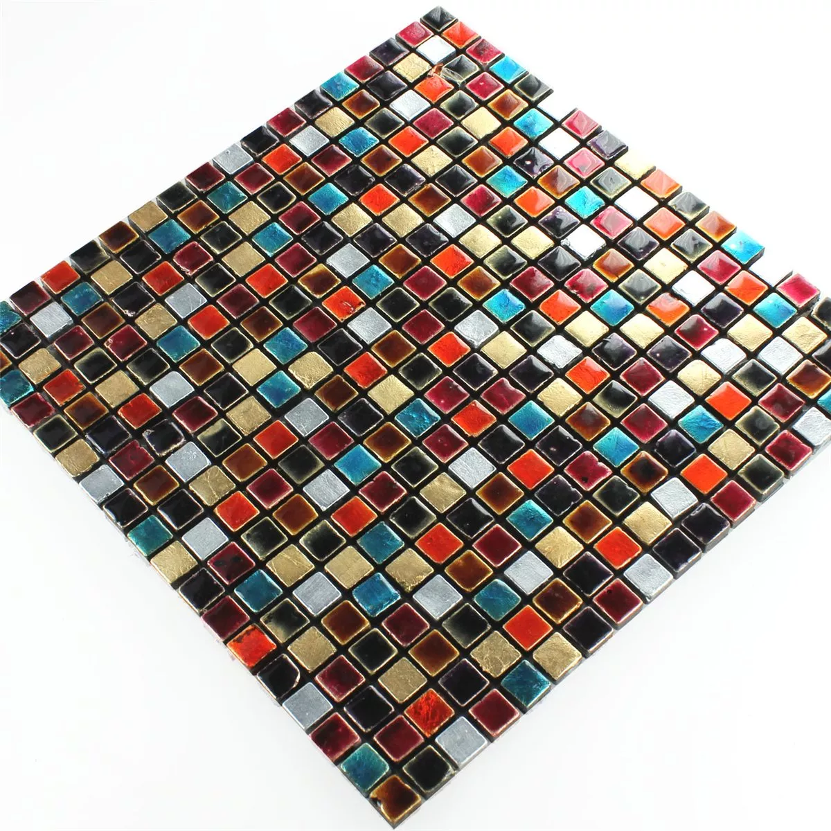 Mosaik Glas Färgrik Mix 15x15x8mm