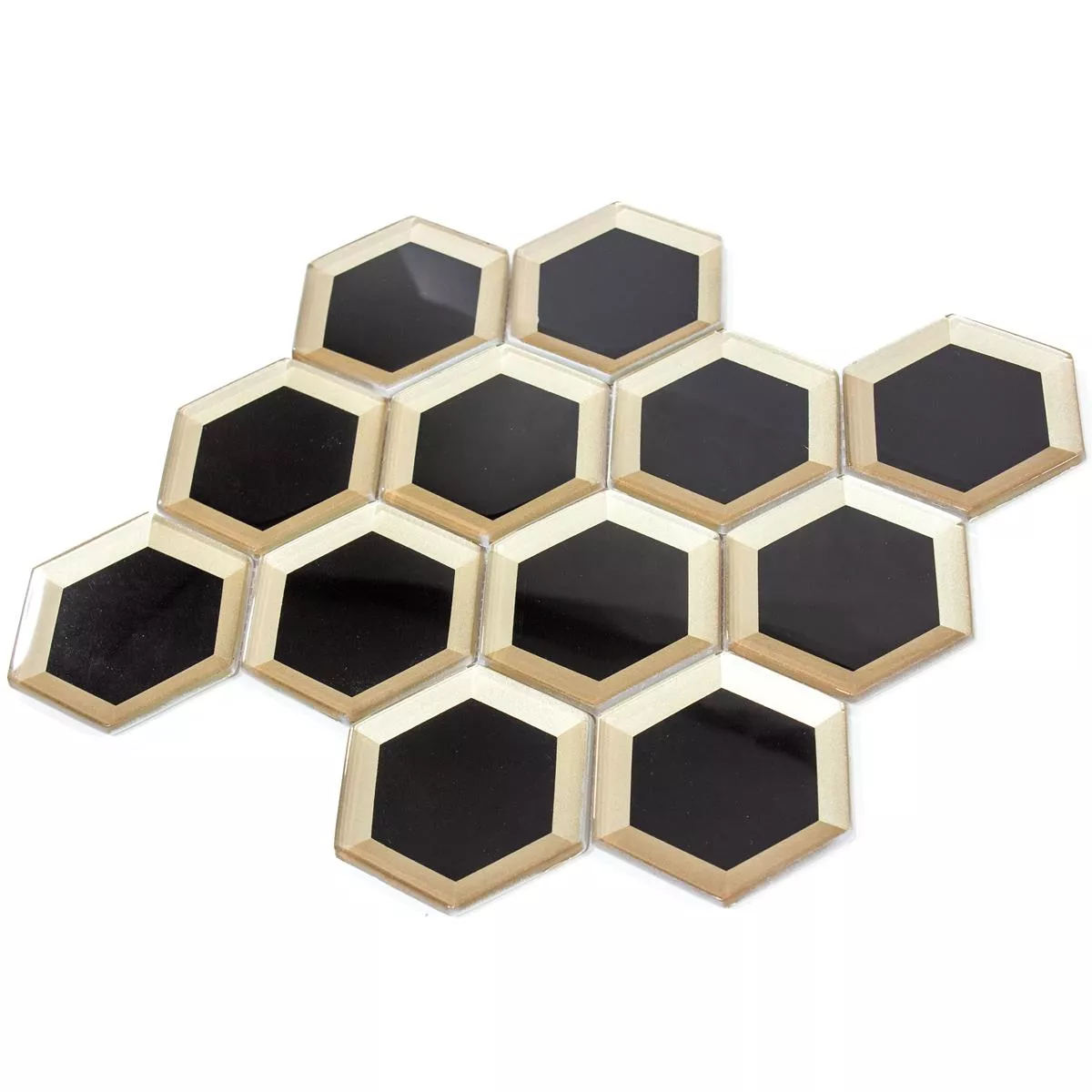 Glasmosaik Arnold Hexagon Svart Guld