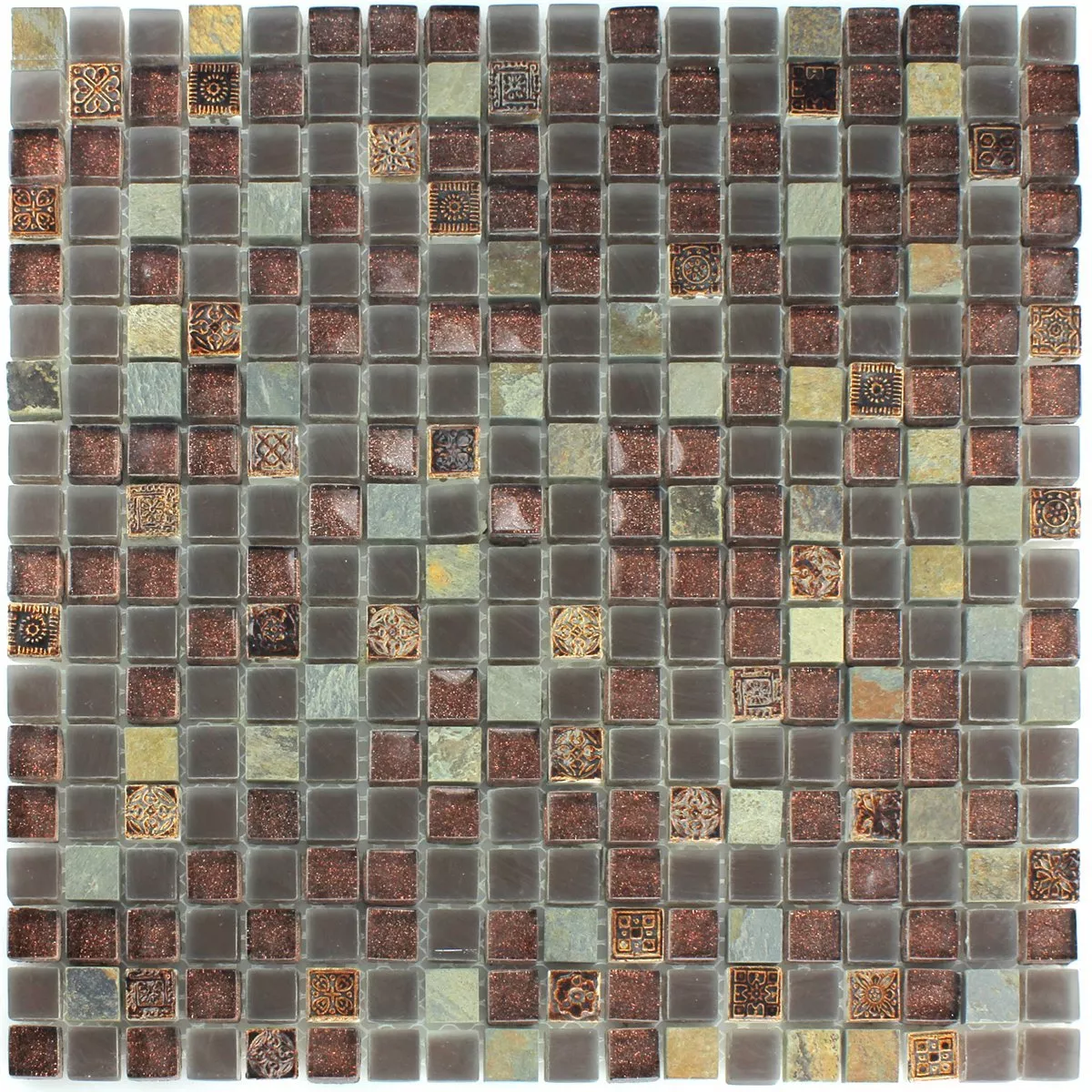 Mosaik Natursten Kvartsit Glas Glitter 15x15x8mm