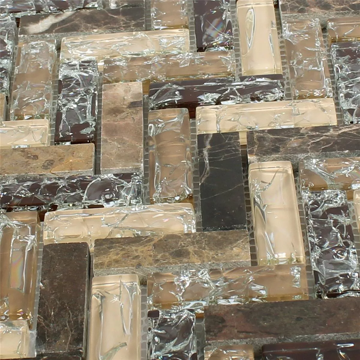 Prov Mosaik Glas Natursten Malawi Dark Emperador Fiskben