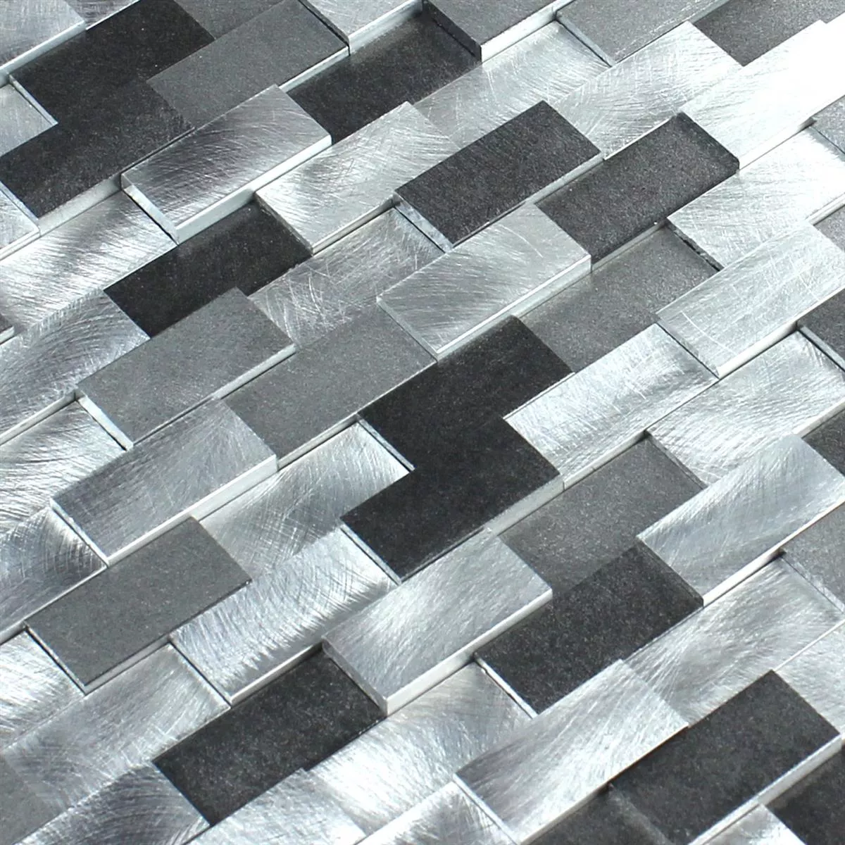 Aluminium Metall 3D Mosaik Svart Grå