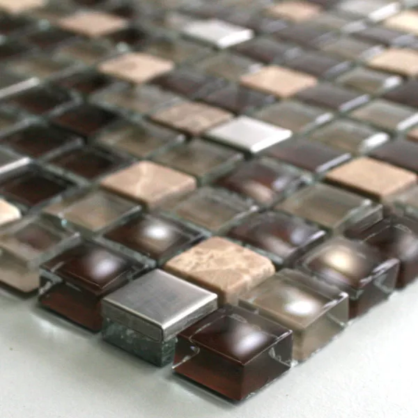 Prov Mosaik Glas Marmor Rostfritt Stål Brun Mix