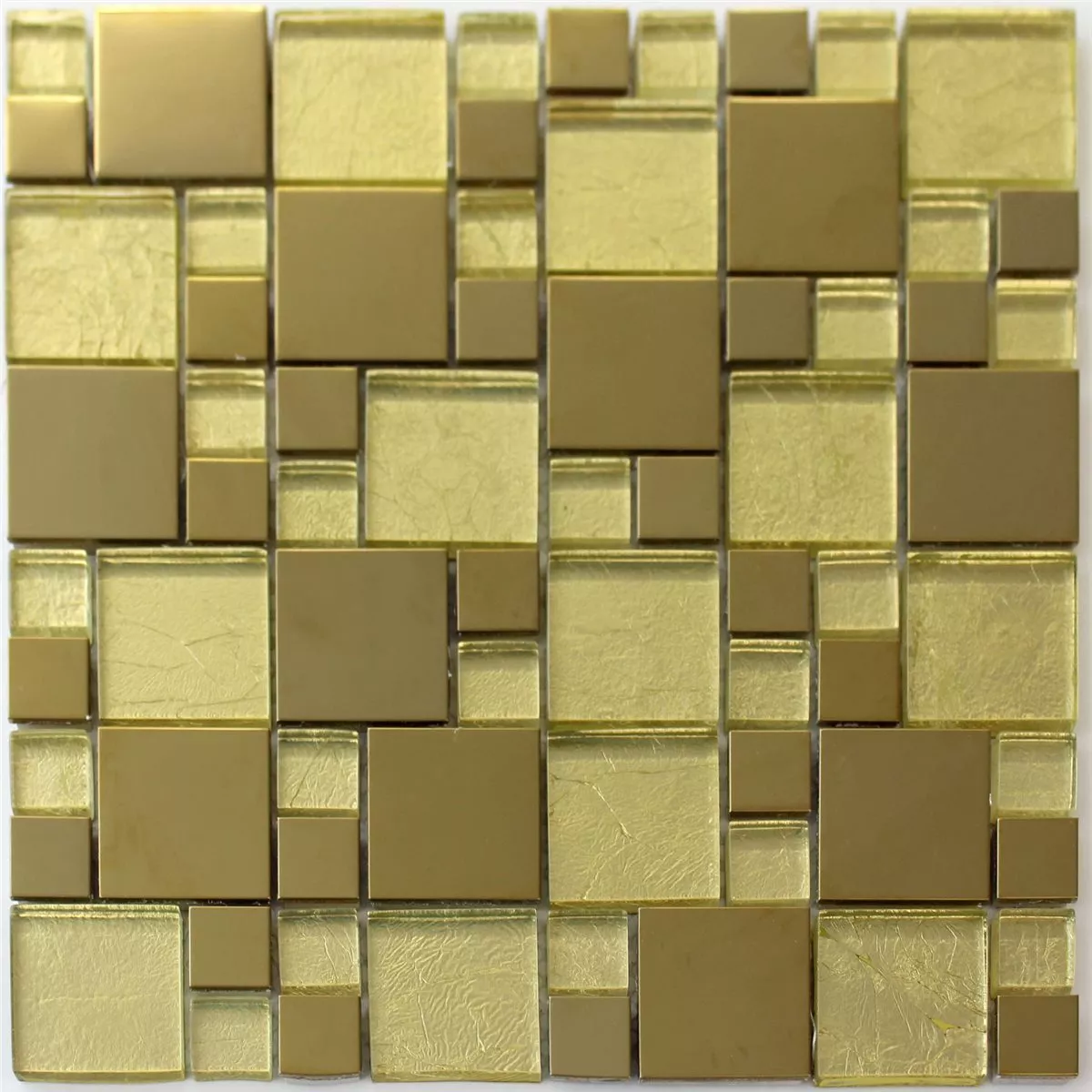 Prov Mosaik Glas Rostfritt Stål Metall Guld