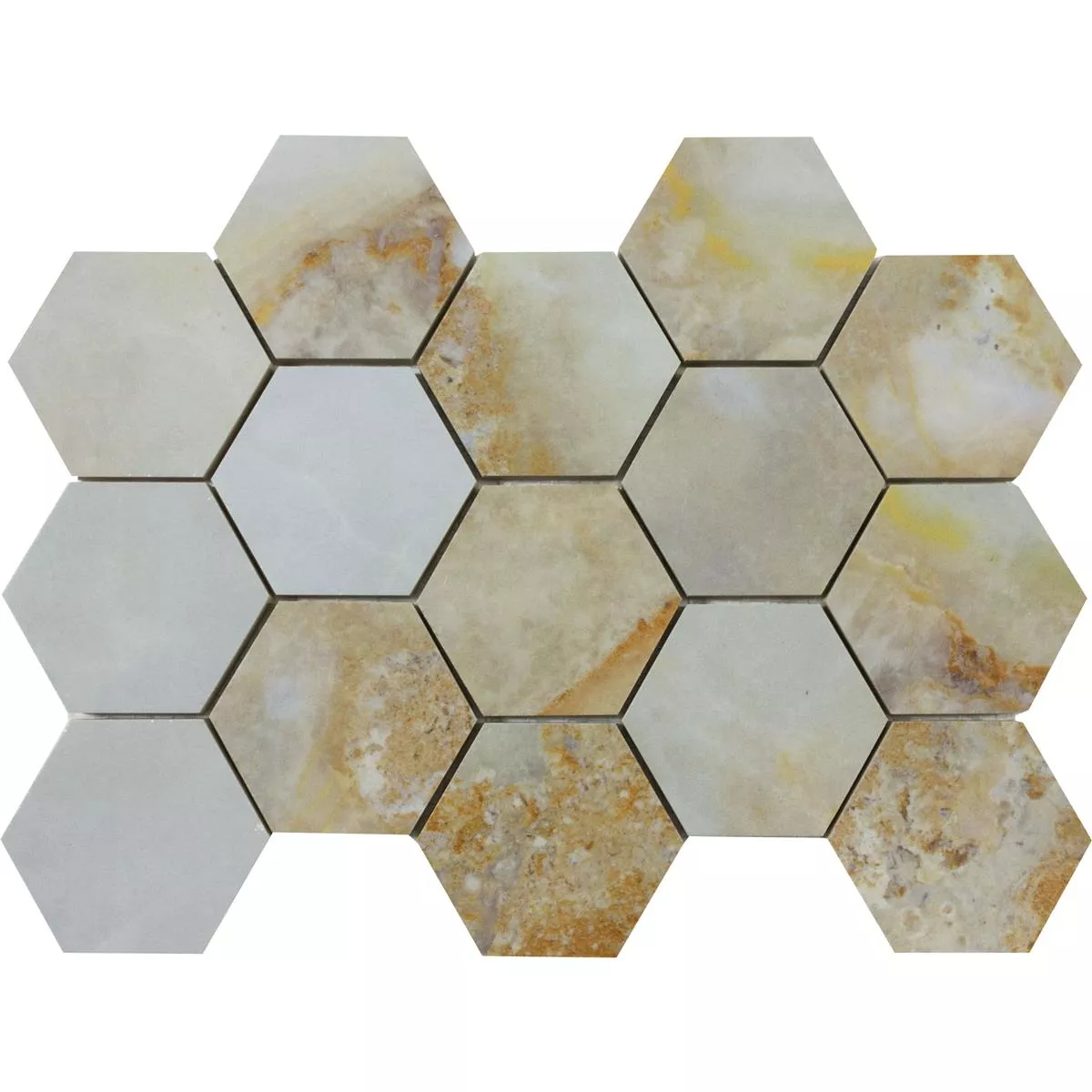 Keramikmosaik Plattor Naftalin Hexagon Brun Vit