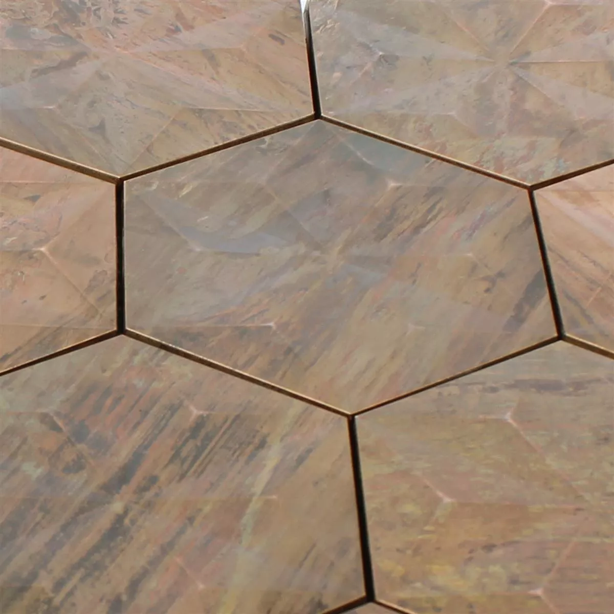 Prov Metall Koppar Mosaik Myron Hexagon 3D