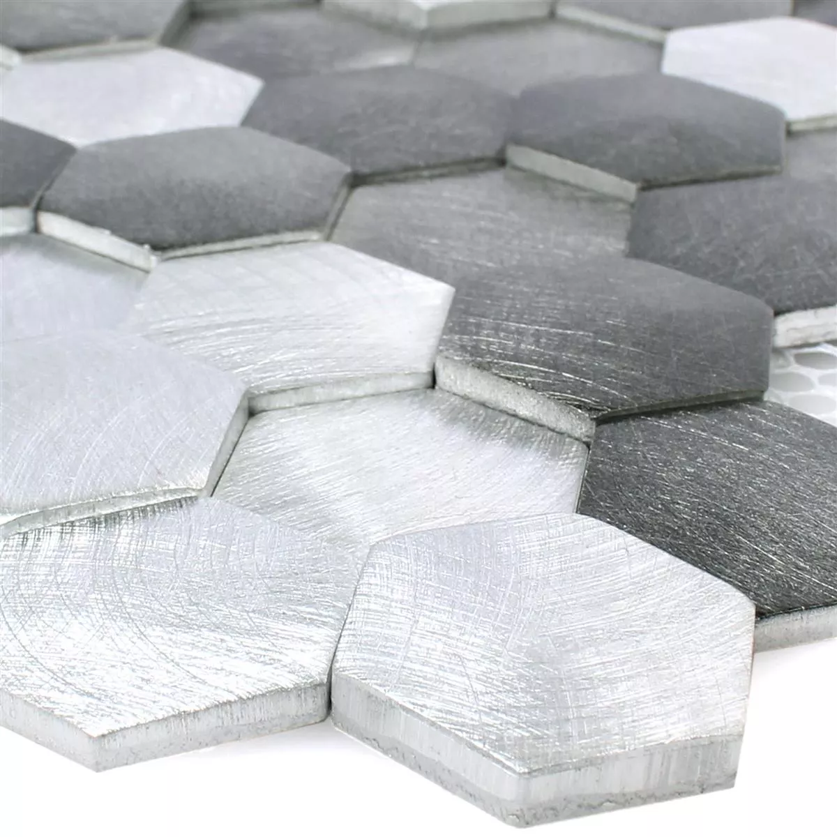 Prov Mosaik Sindos Hexagon 3D Svart Silver