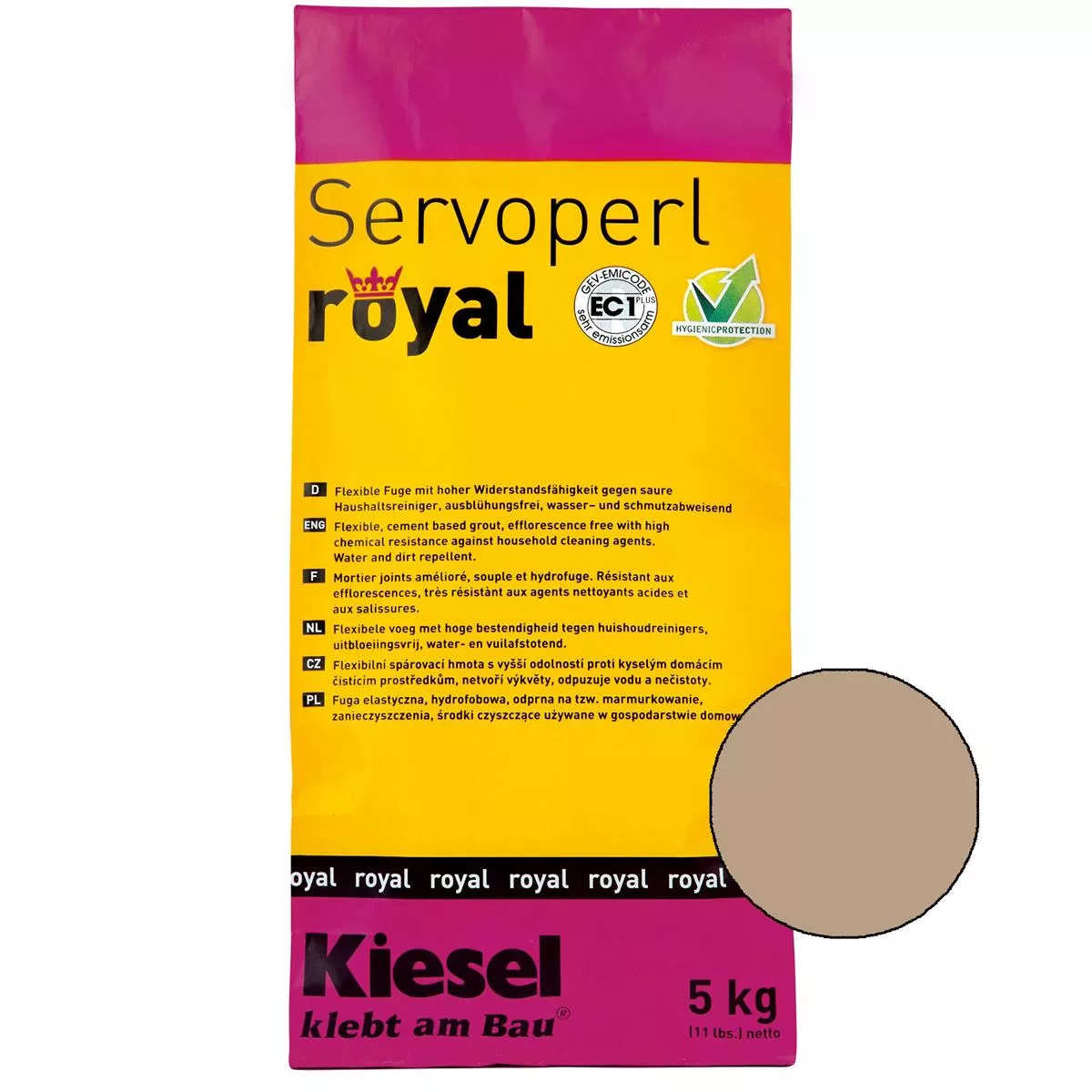 Kiesel Servoperl Royal - Flexibel, Vatten- Och Smutsavvisande Fog (5KG Desert Sand)