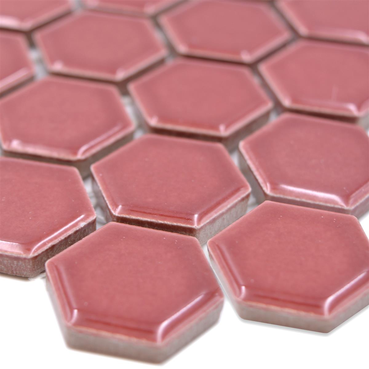 Prov från Keramikmosaik Salomon Hexagon Bordeaux Röd H23