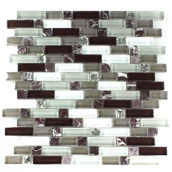 Mosaik Glas Marmor Lila Brun 3 Mix Format