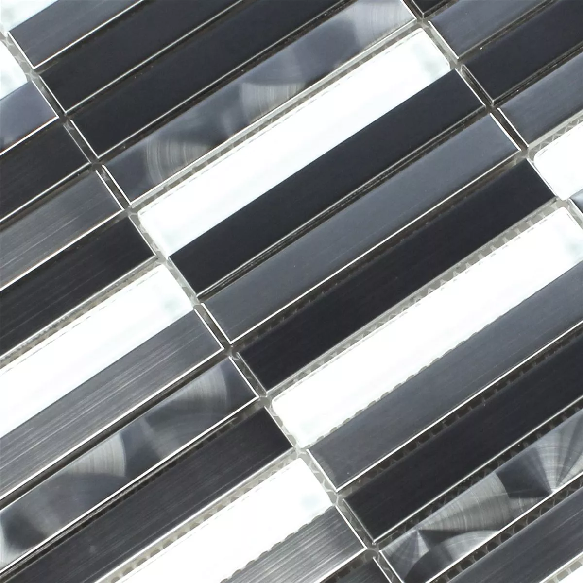 Prov Mosaik Glas Rostfritt Stål Vit Silver Sticka