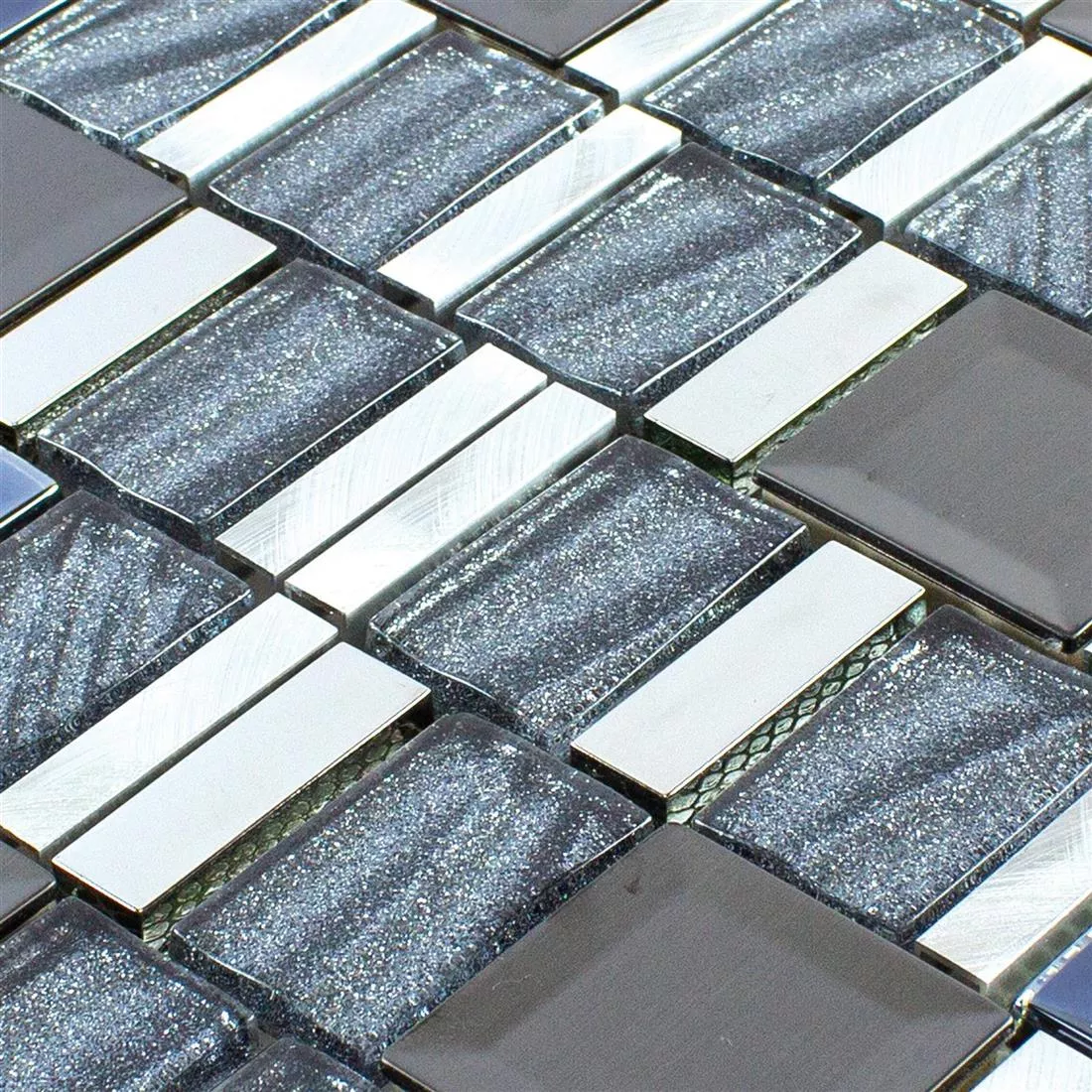 Glas Aluminium Mosaik LaCrosse Svart Grå Silver