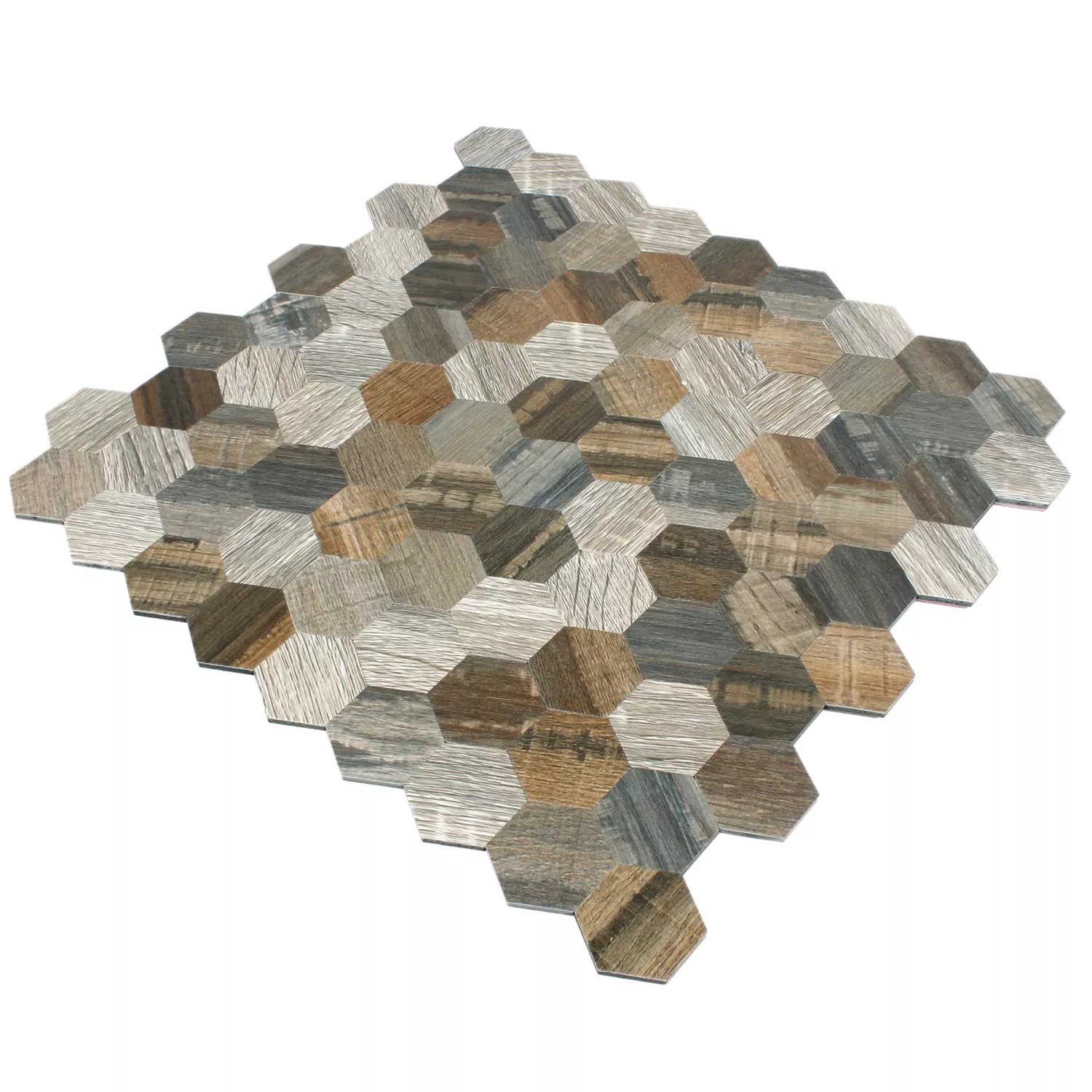 Mosaik Träimitation Hexagon Självhäftande Morelia