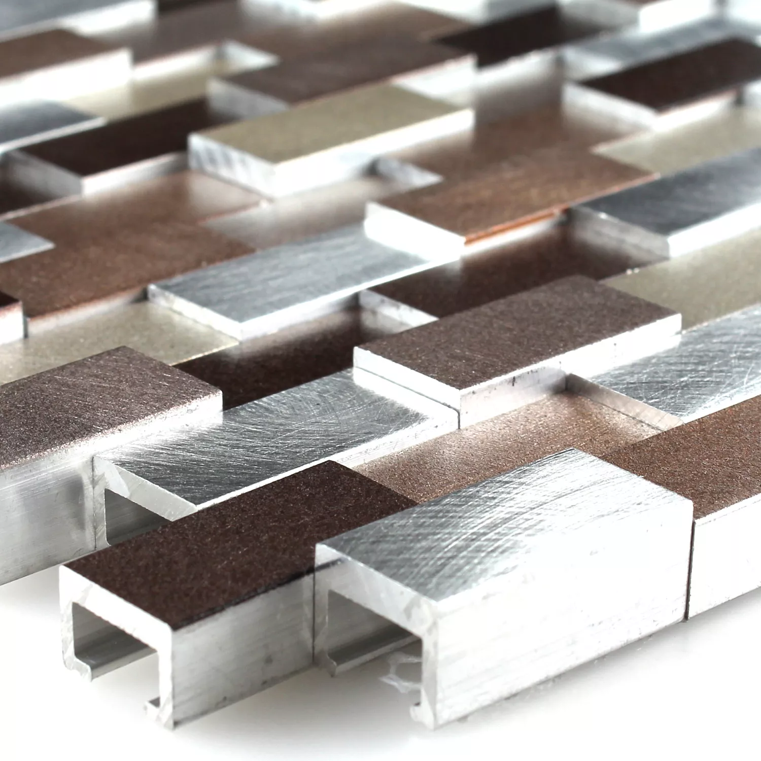 Aluminium Metall 3D Mosaik Koppar Brun
