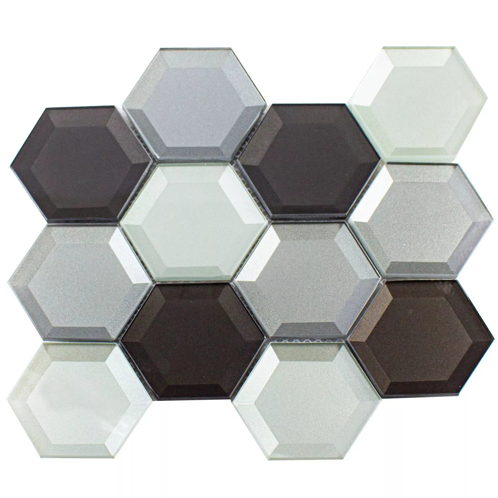 Prov Glasmosaik Melfort Hexagon Brun Silver Turkos