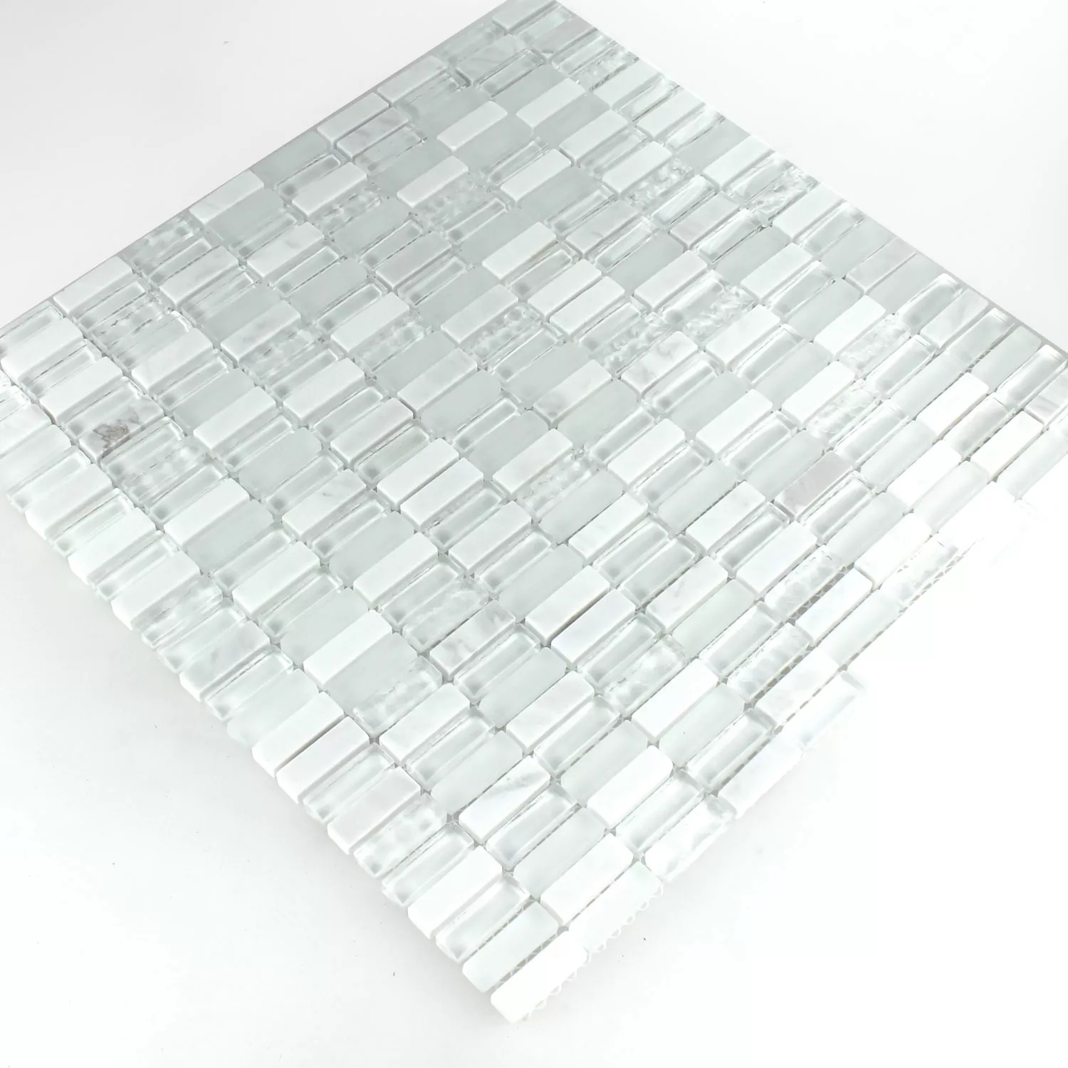 Mosaik Marmor Vit Mix 10x30x8mm