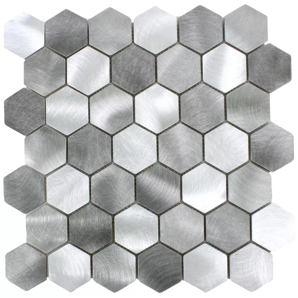 Prov Mosaik Aluminium Manhatten Hexagon Grå Silver