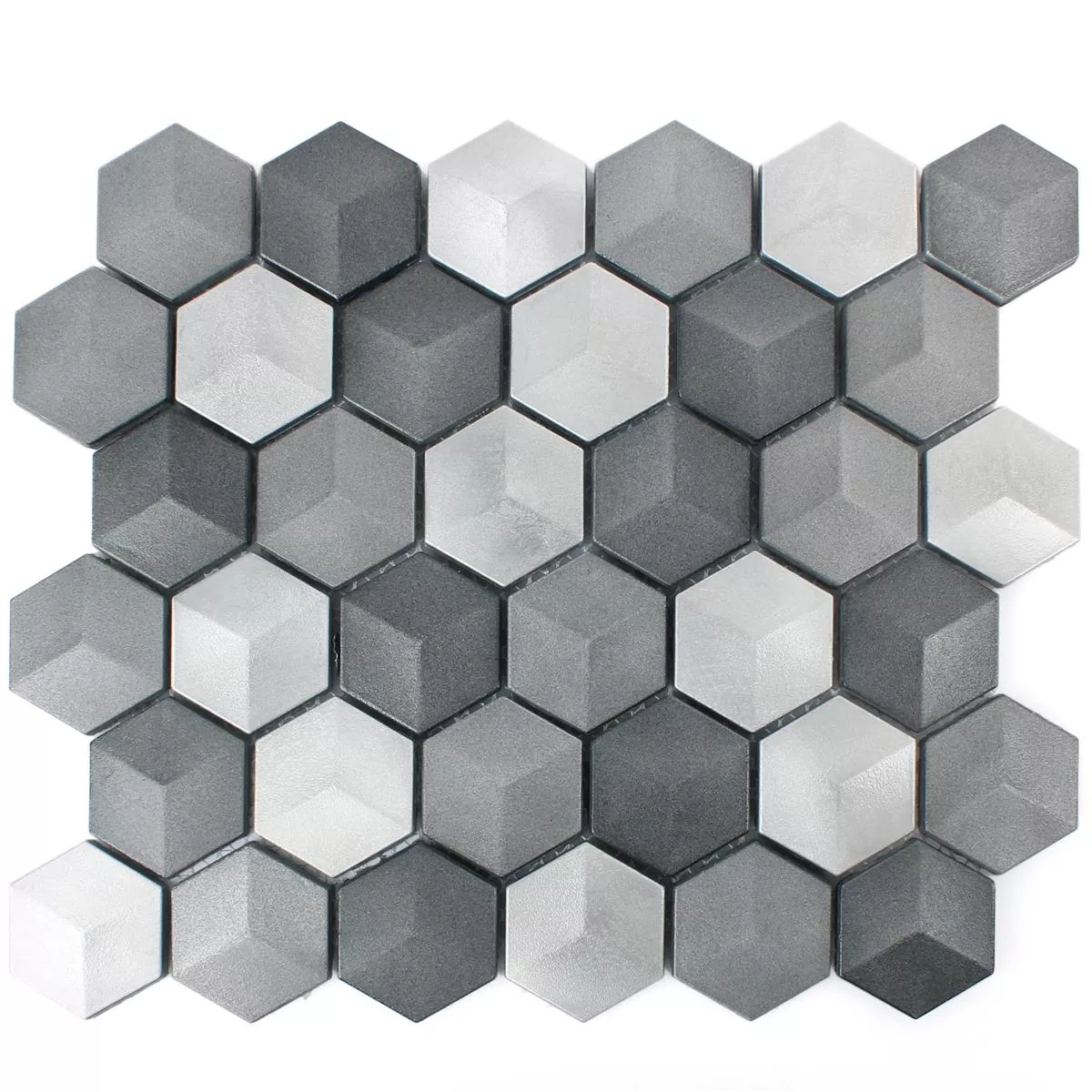 Mosaik Hexagon Kandilo Svart Silver