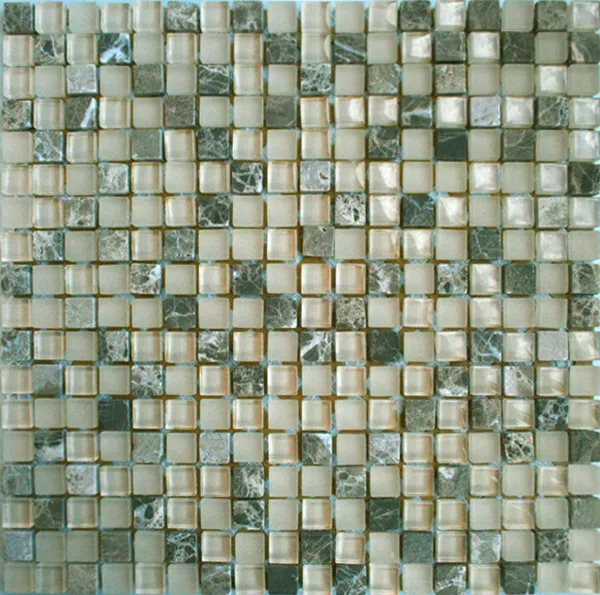 Mosaik Glas Marmor 15x15x8mm Beige Mix