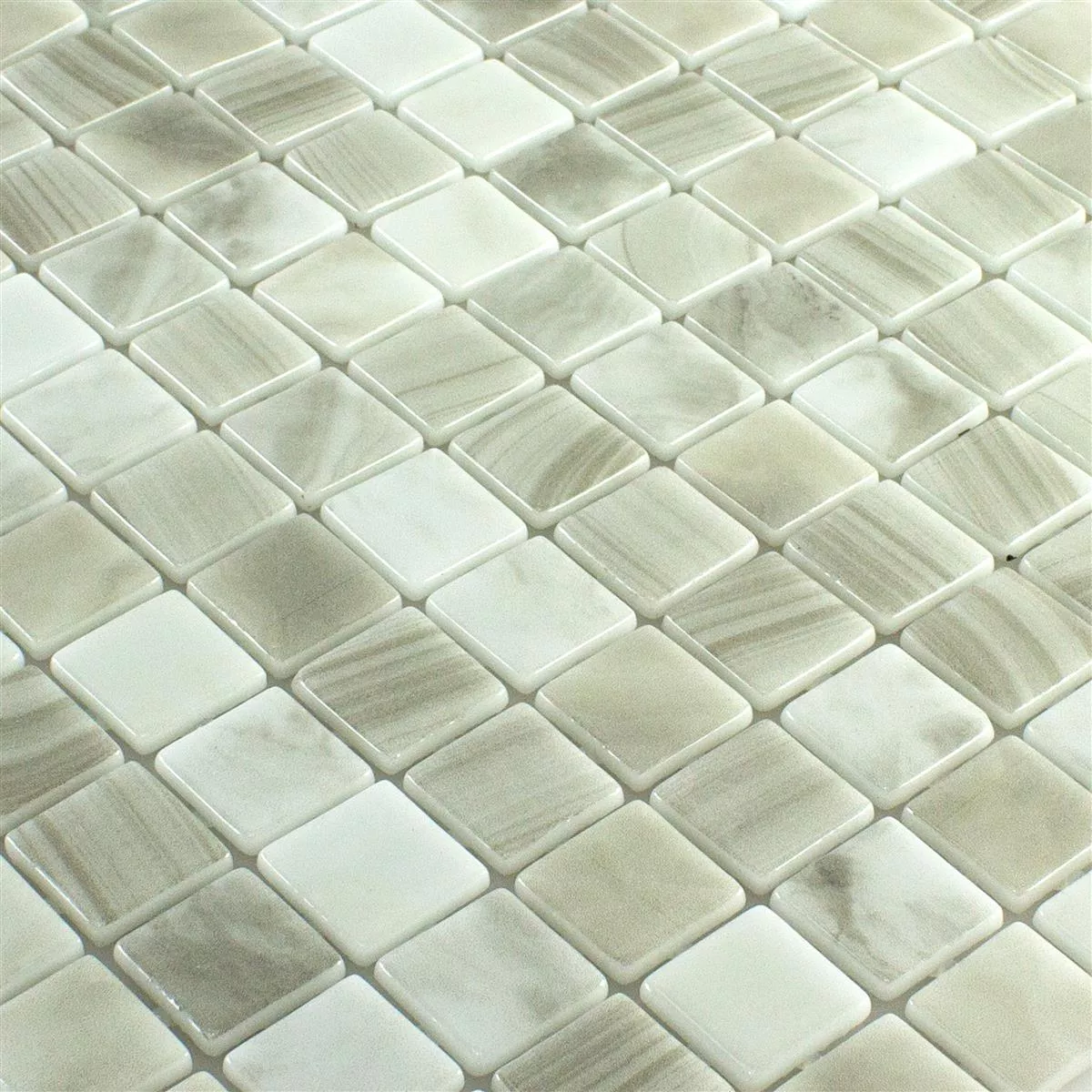 Glas Swimmingpool Mosaik Baltic Beige 25x25mm