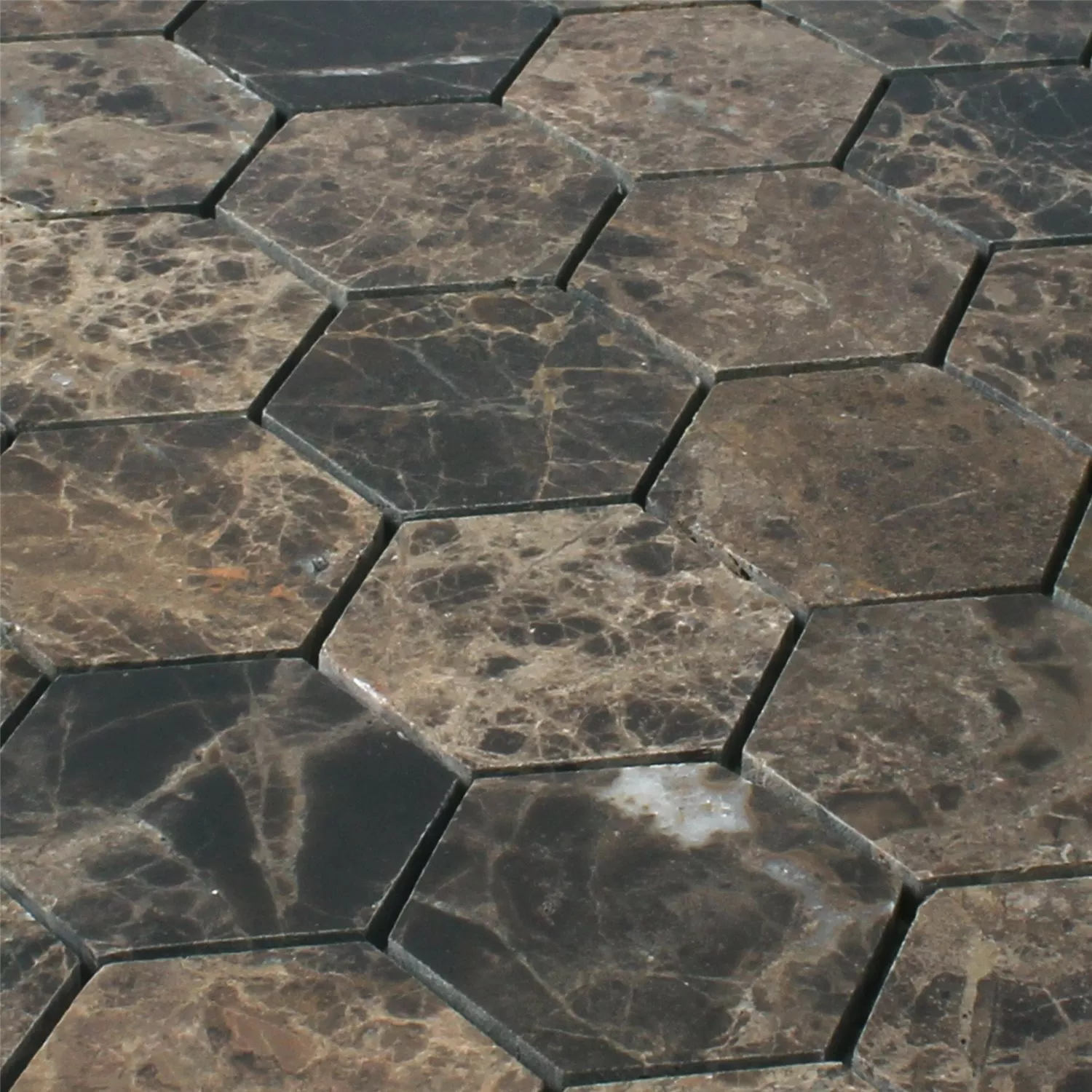 Mosaik Marmor Xalapa Hexagon Emperador Polerad