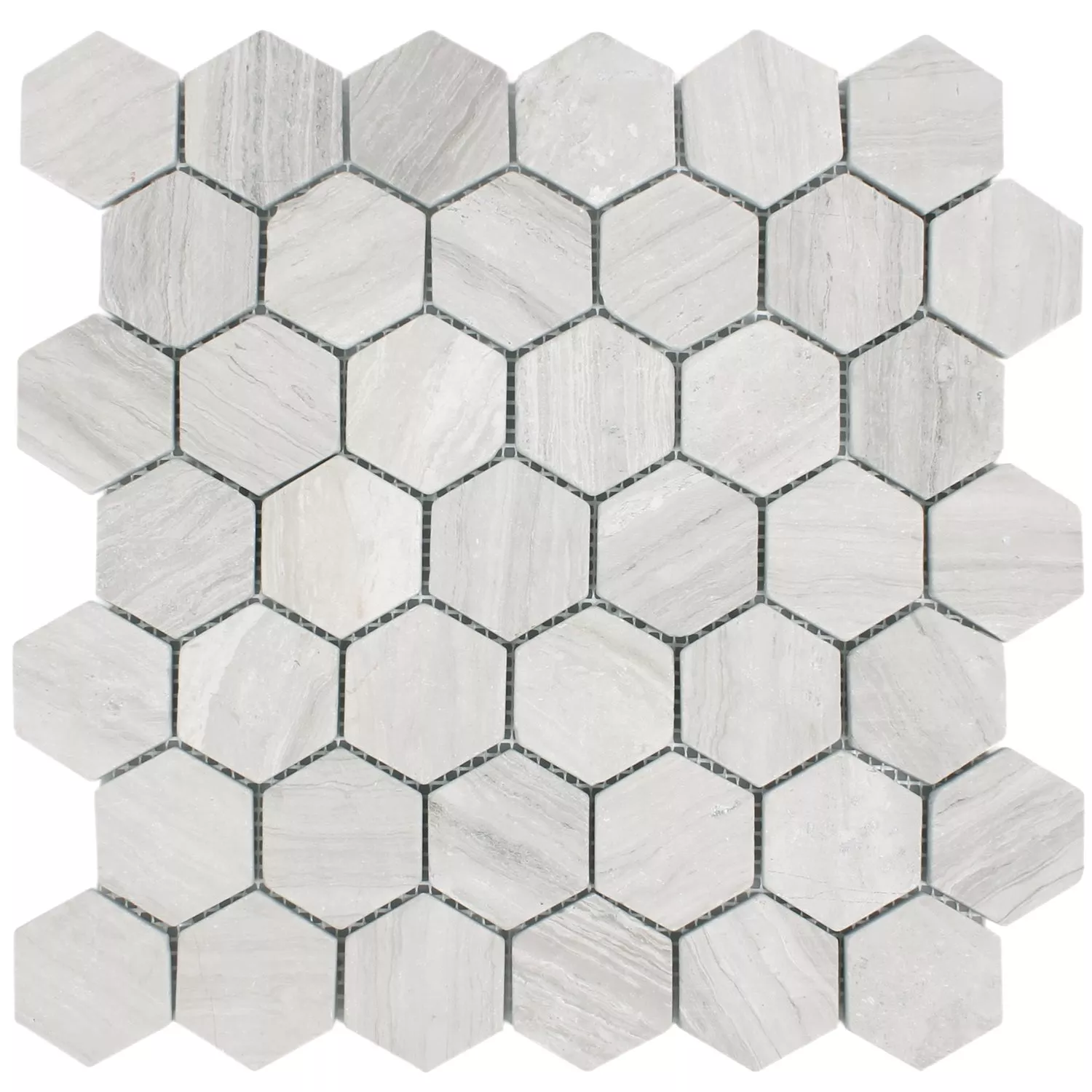 Mosaik Marmor Tarsus Hexagon Grå