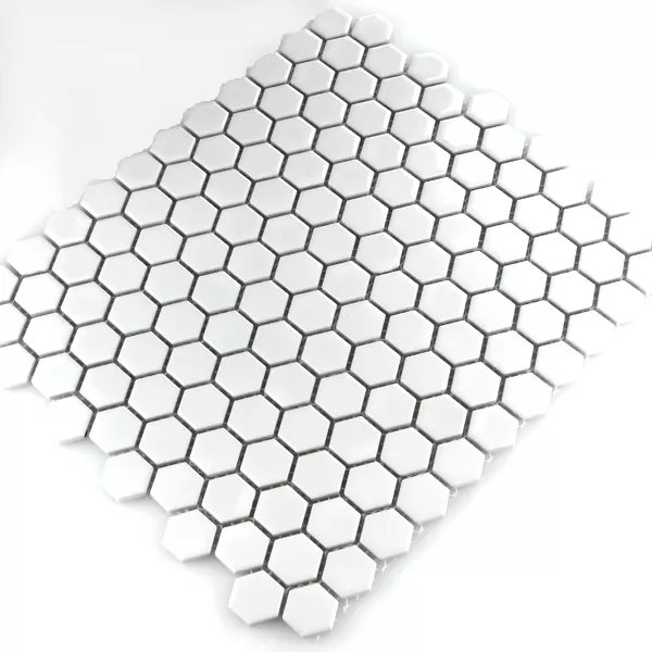 Mosaik Keramik Hexagon Vit Matt H23