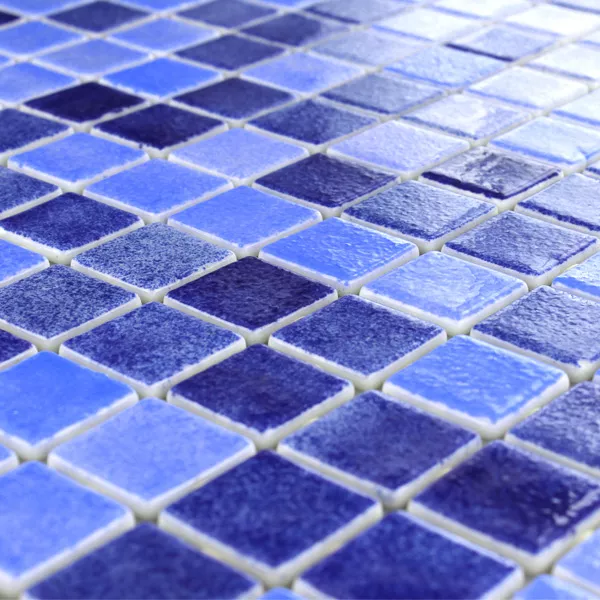 Mosaik Glas Simbassäng 25x25x4mm Blå Mix