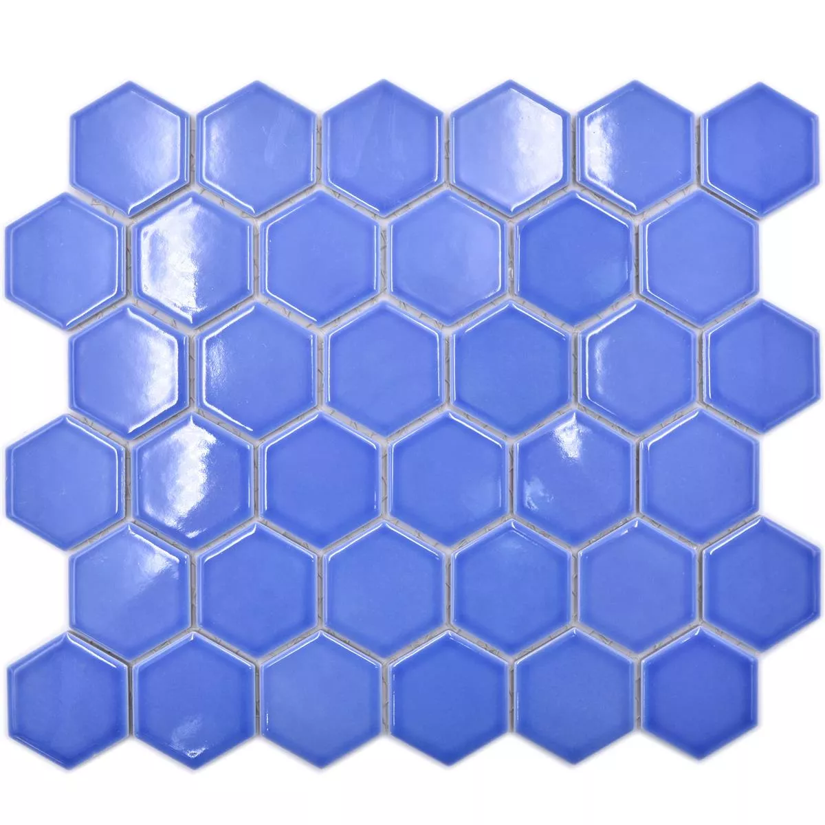 Prov från Keramikmosaik Salomon Hexagon Ljusblå H51