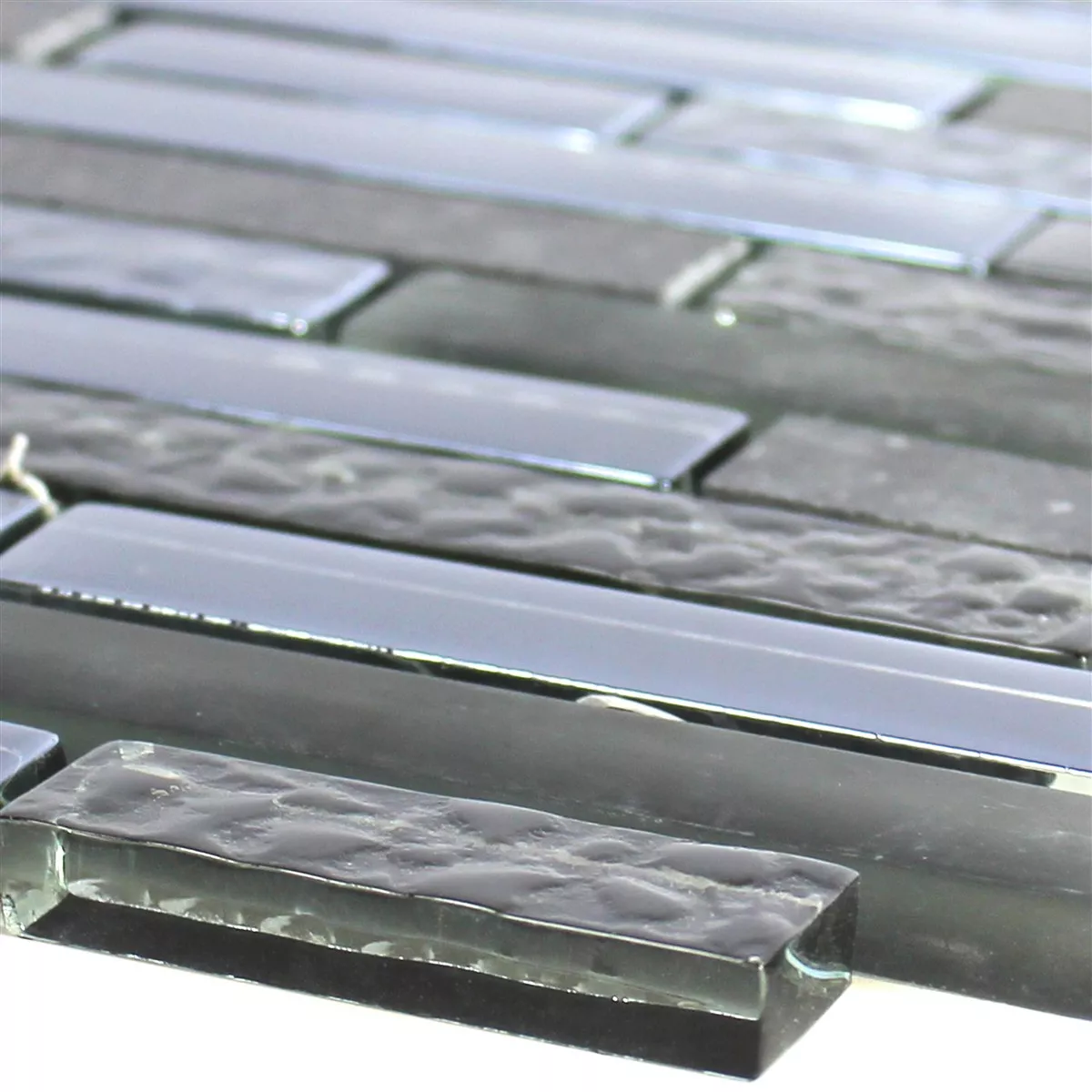 Glas Sten Rostfritt Stål Mosaik Wilmont Svart Silver
