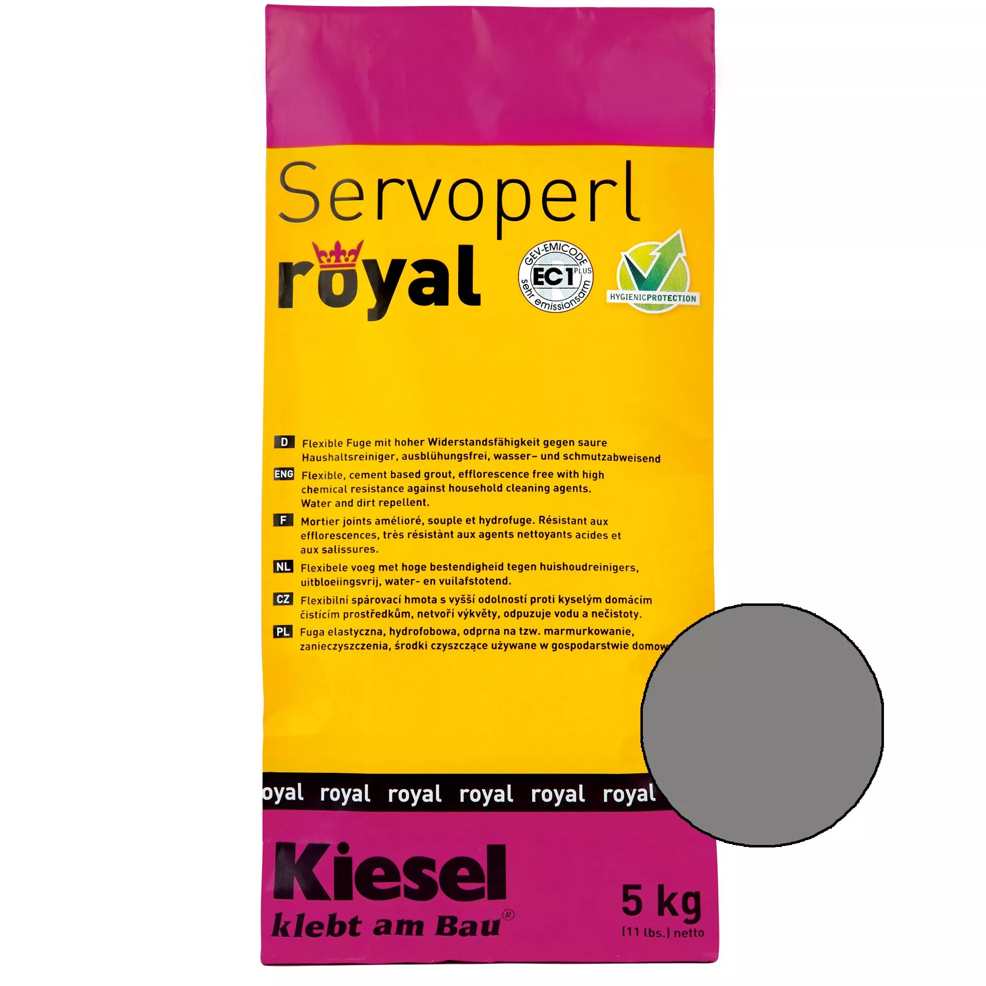 Kiesel Servoperl Royal - Flexibel, Vatten- Och Smutsavvisande Fog (5KG Mediumgrå)